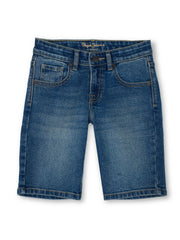 Boys Blue Medium Tint Stretch Slim Fit Denim Shorts