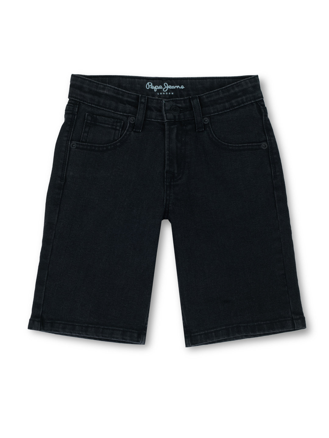 Boys Black Used Finish Slim Fit Denim Shorts