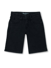 Boys Black Used Finish Slim Fit Denim Shorts