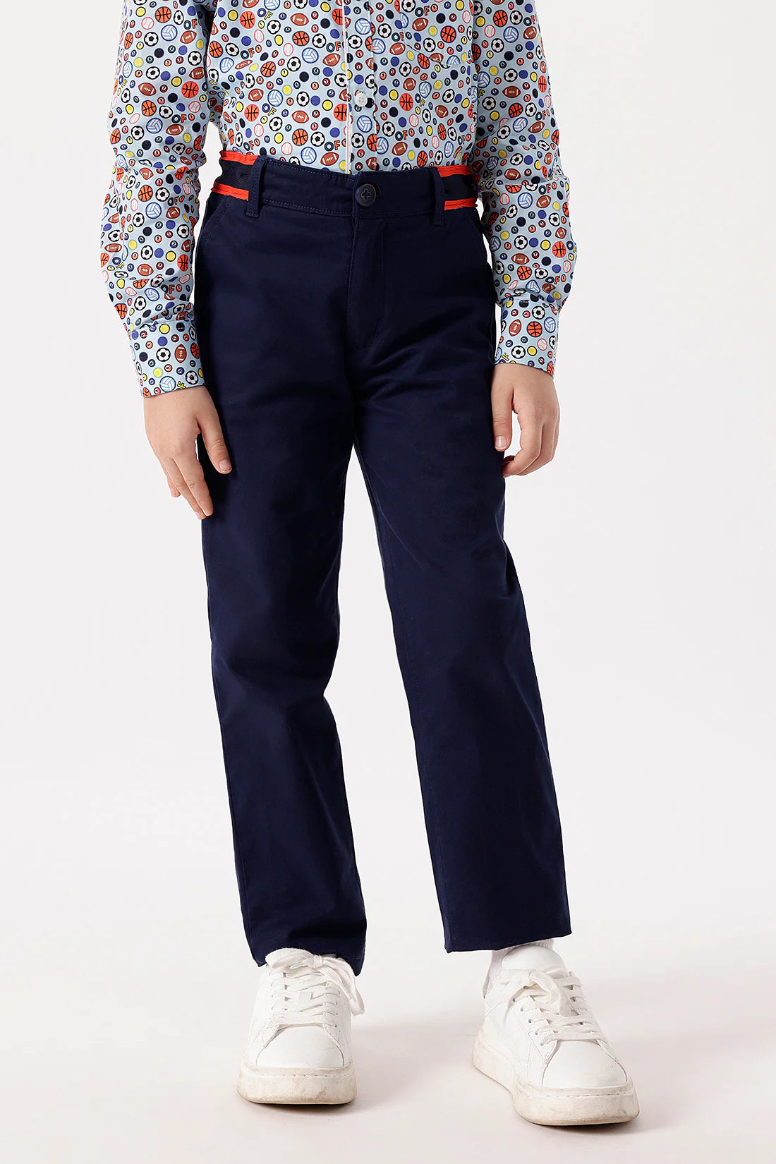 Boys Navy Blue Twill Lycra Trousers