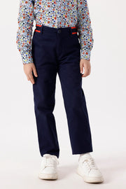 Boys Navy Blue Twill Lycra Trousers