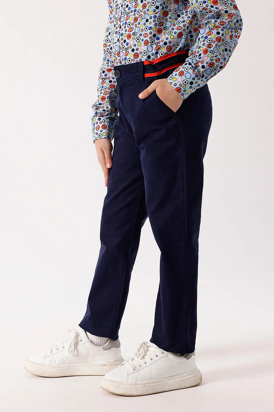 Boys Navy Blue Twill Lycra Trousers