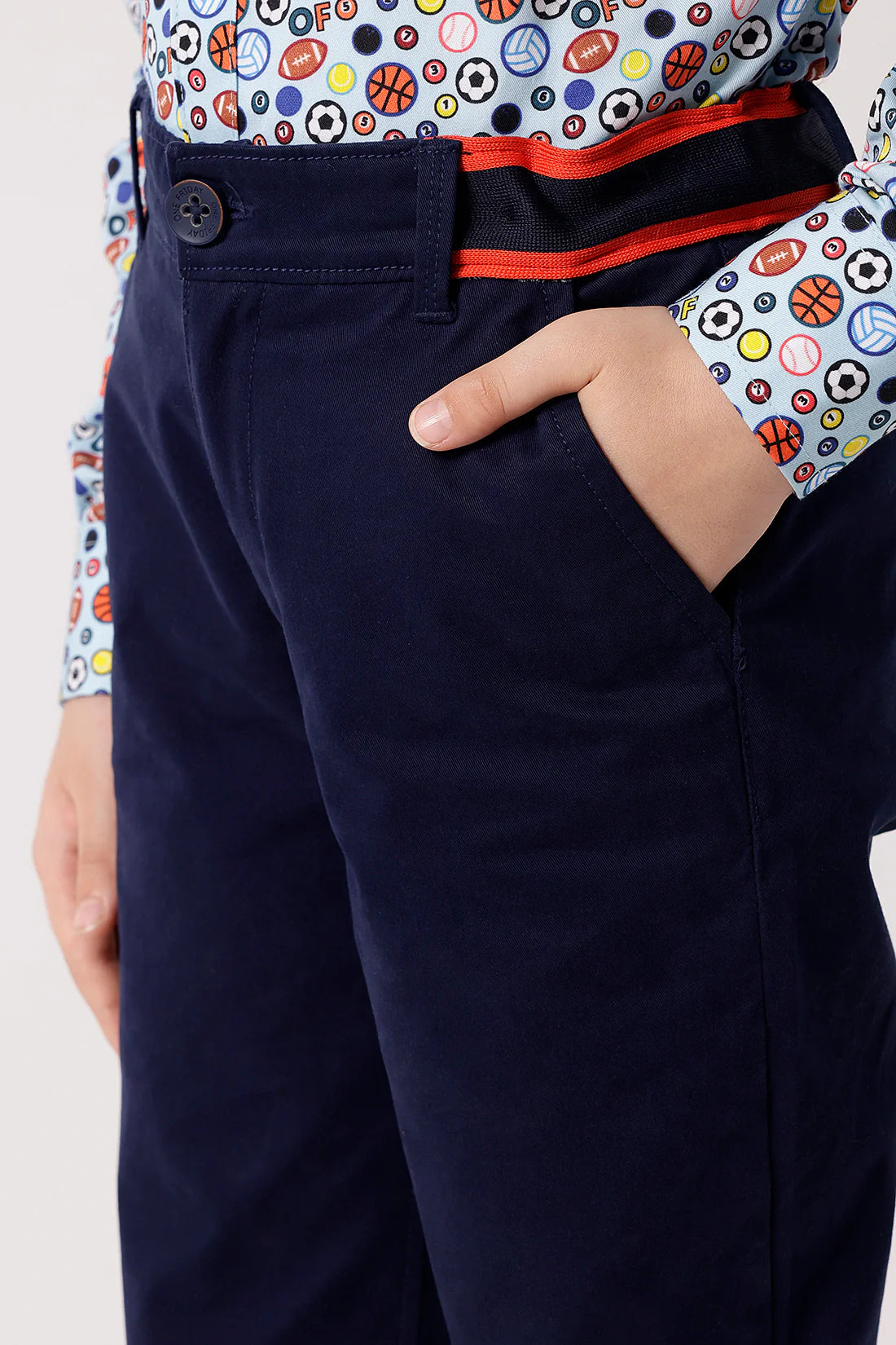Boys Navy Blue Twill Lycra Trousers
