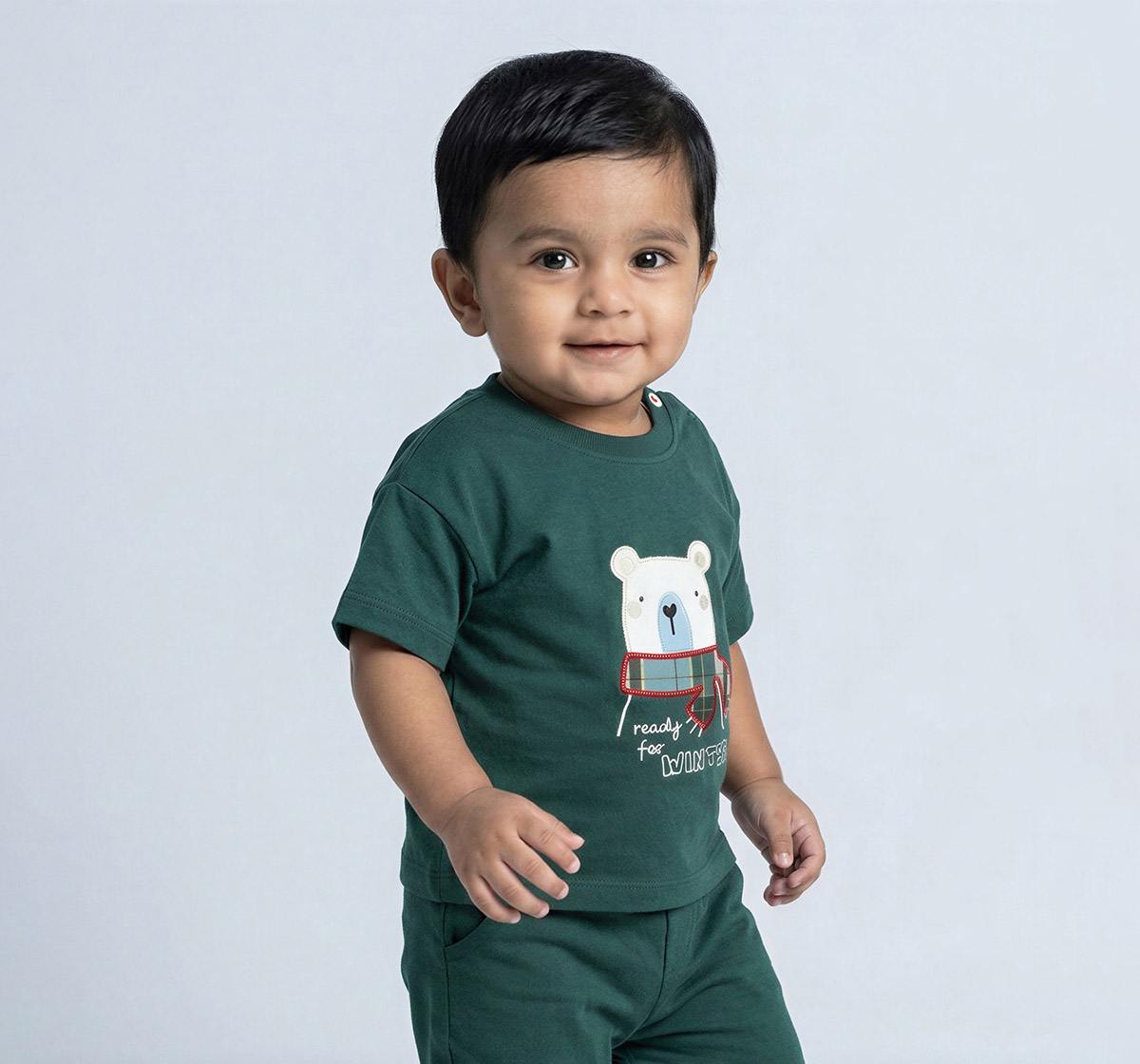 Antifit Tee with Applique & Embroidery Green
