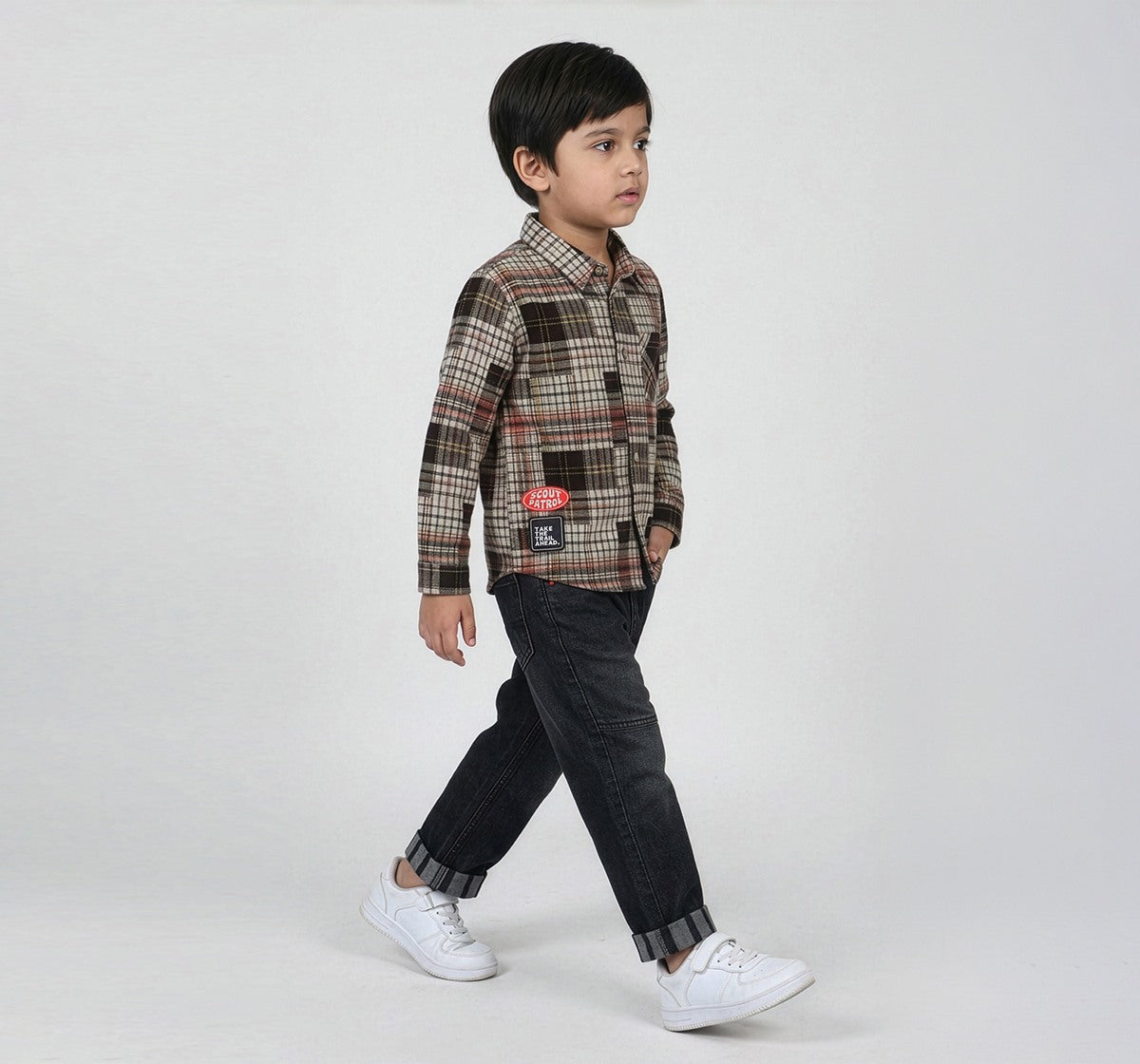 Checks Shirt with Embroidered Badges Multi