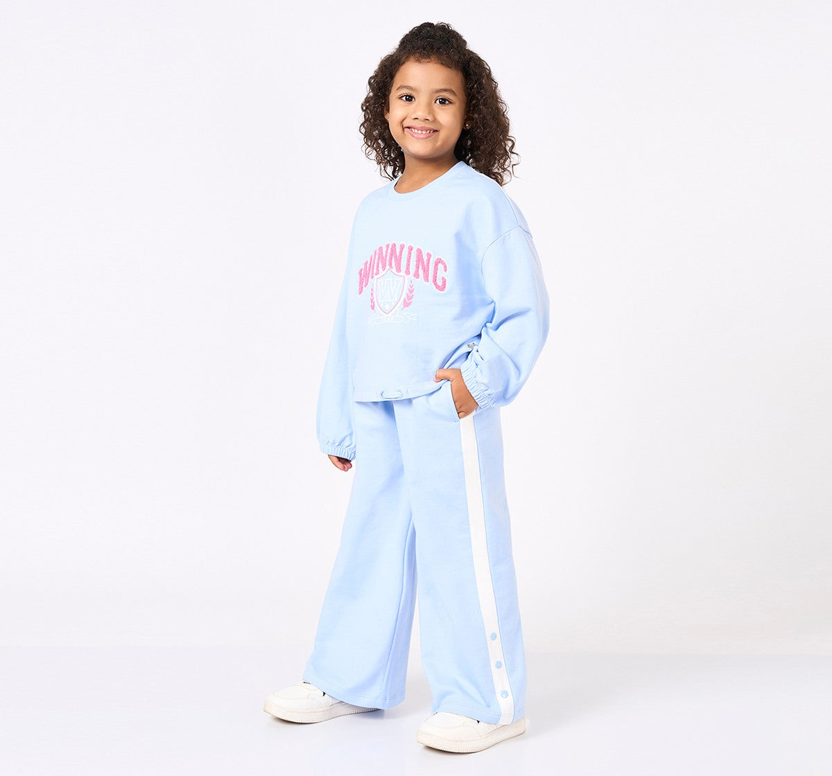 T Shirt with Wide Leg Bottom Set Blue
