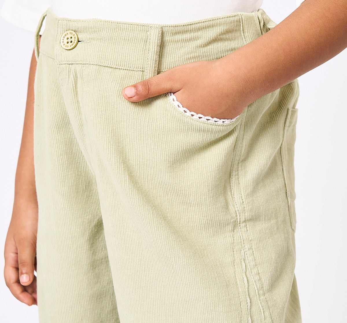 Barrel Fit Corduroy Pant Green