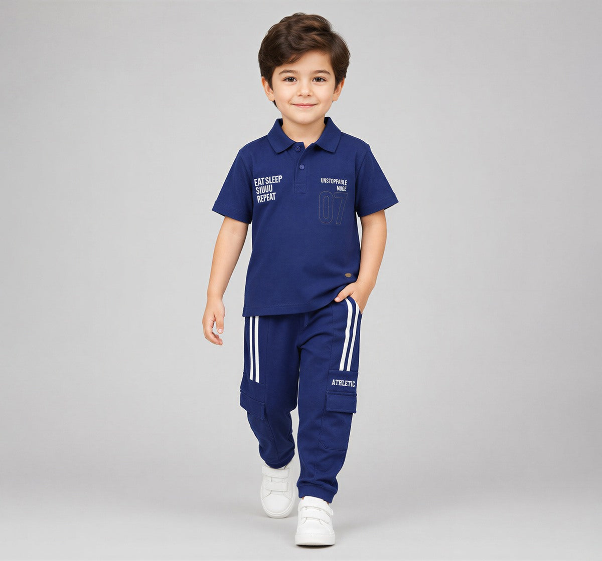 Polo Neck T- Shirt W/ Embroidery Blue
