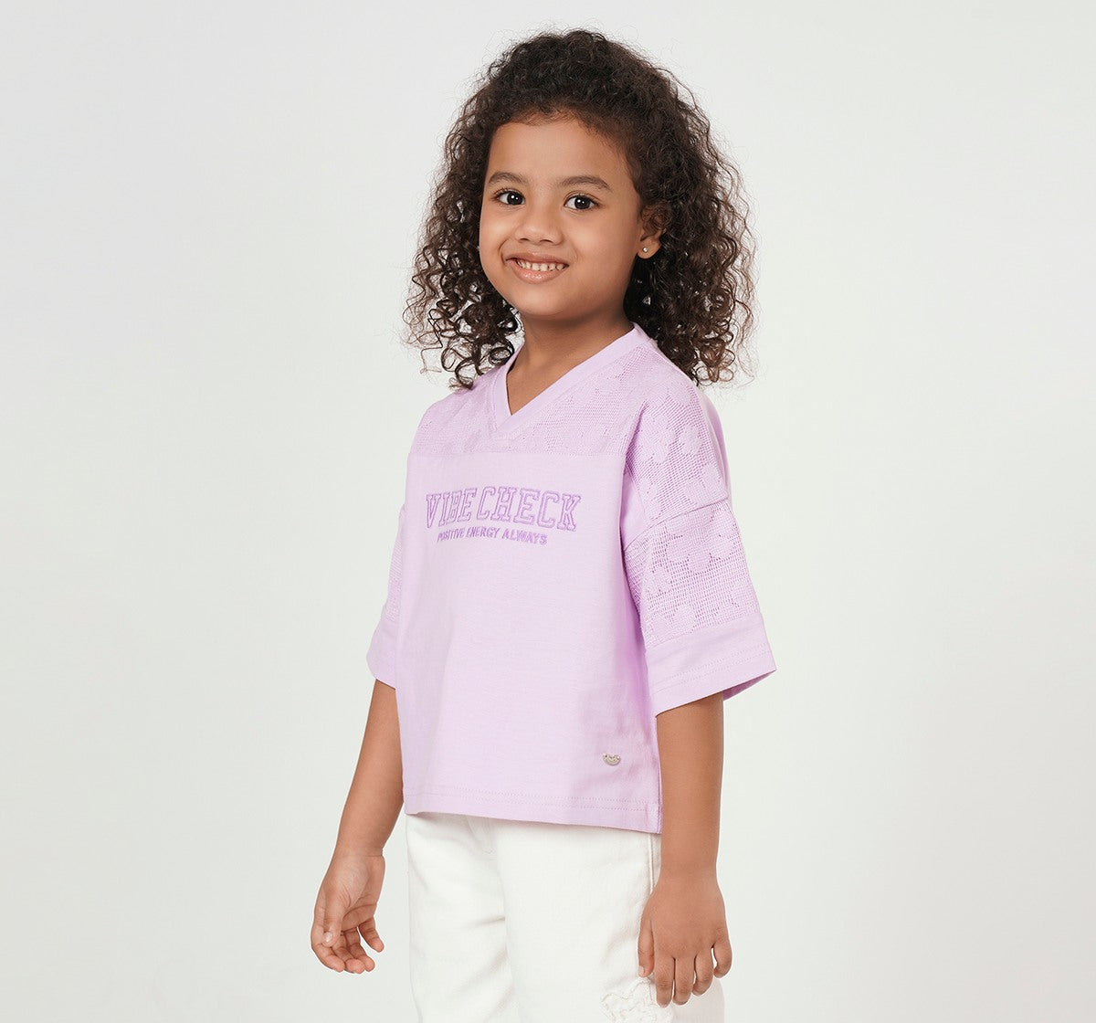 T Shirt with Lace Panels Lilac