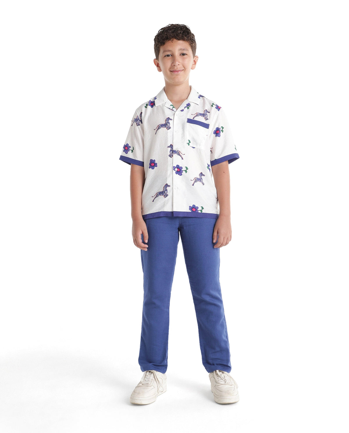 Rare Ones Boys Pastor Regular Fit Cotton Trouser - Blue
