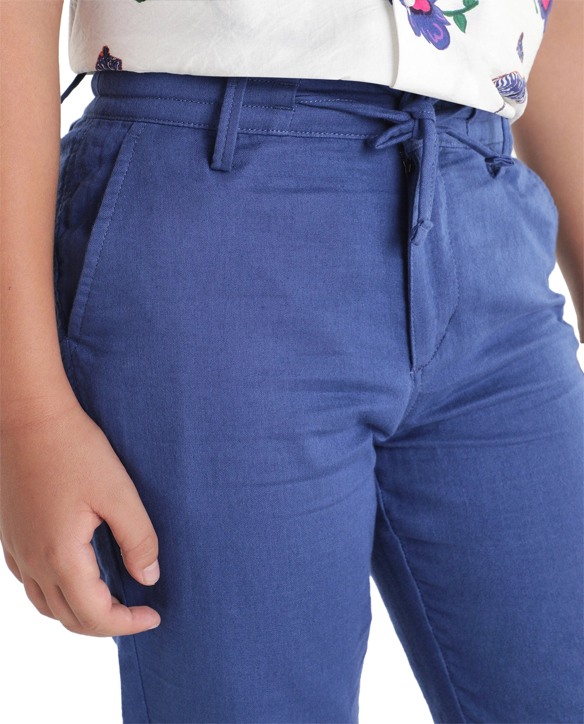 Boys Blue Regular-Fit Cotton Casual Trousers