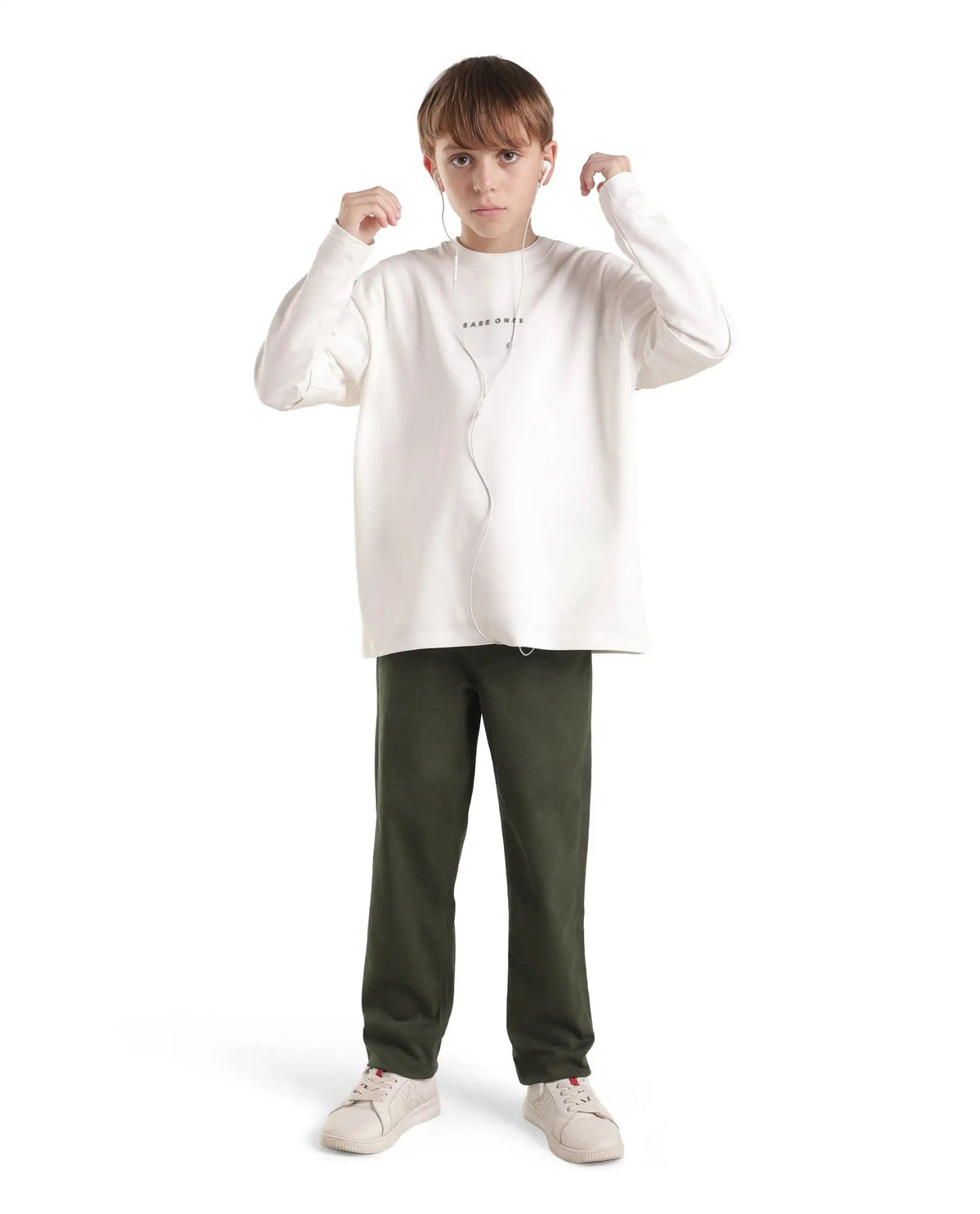 Boys Dark Olive Slim-Fit Cotton Blend Trousers