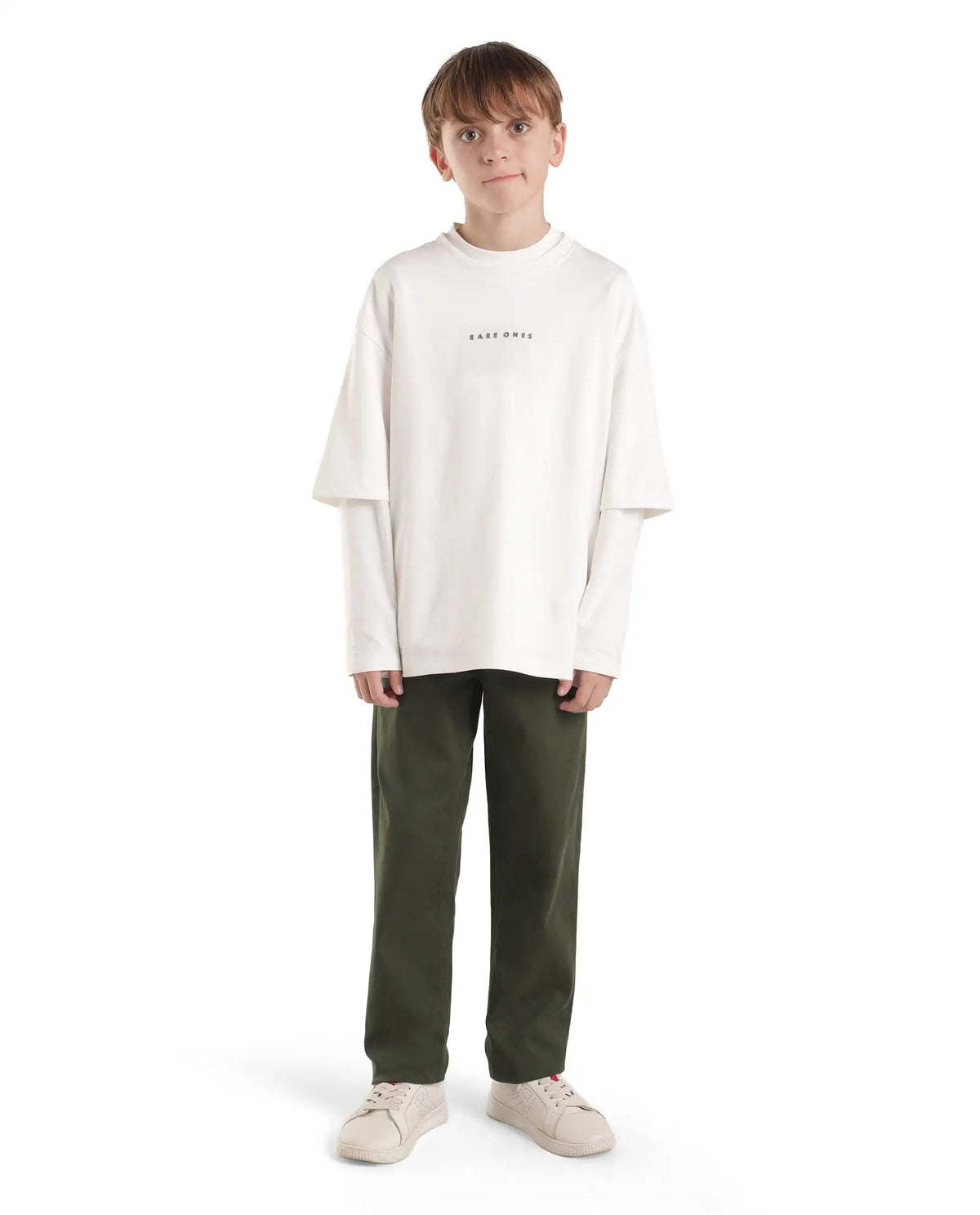 Rare Ones Boys Spoke Slim Fit Cotton Blend Trouser - Olive