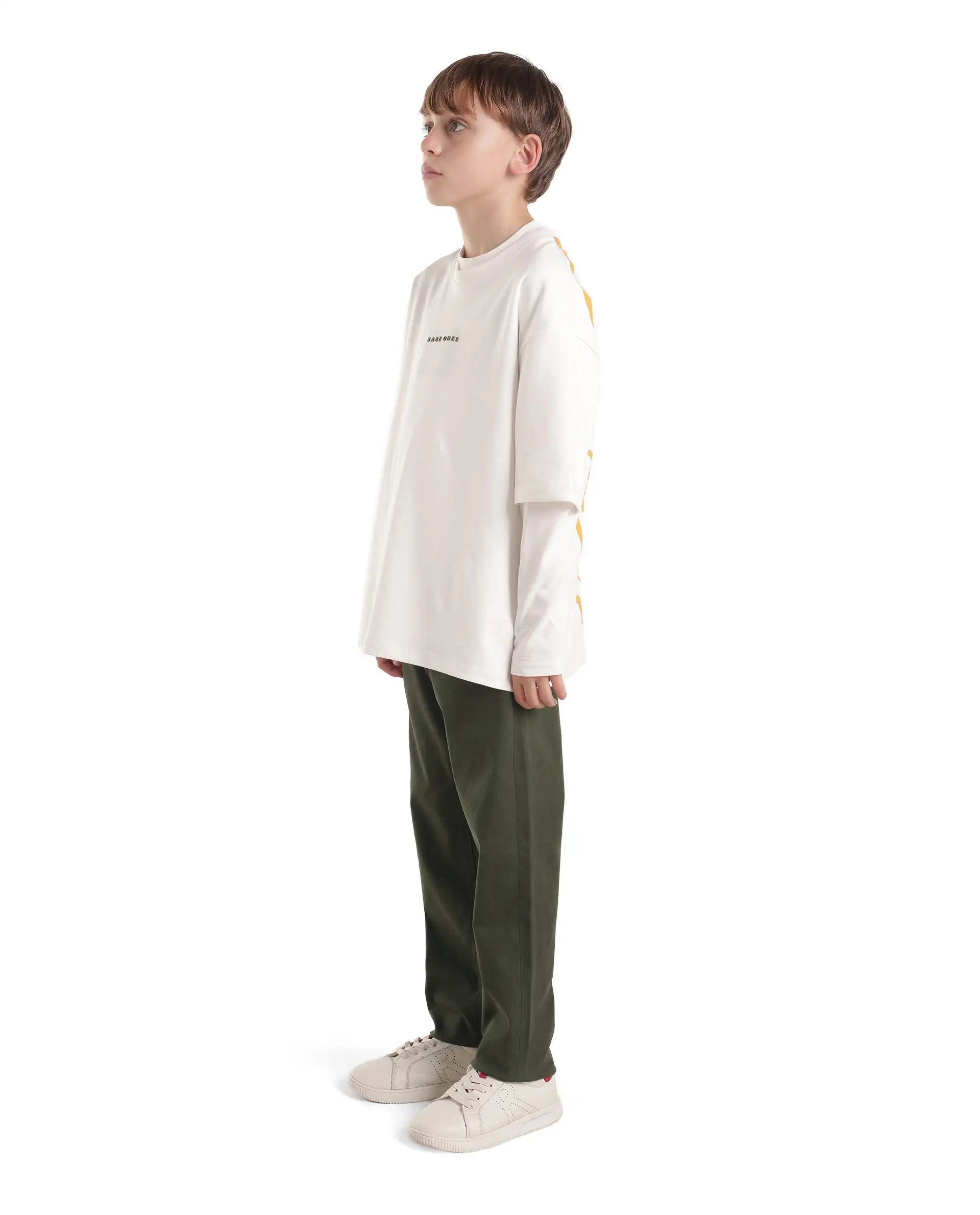 Boys Dark Olive Slim-Fit Cotton Blend Trousers