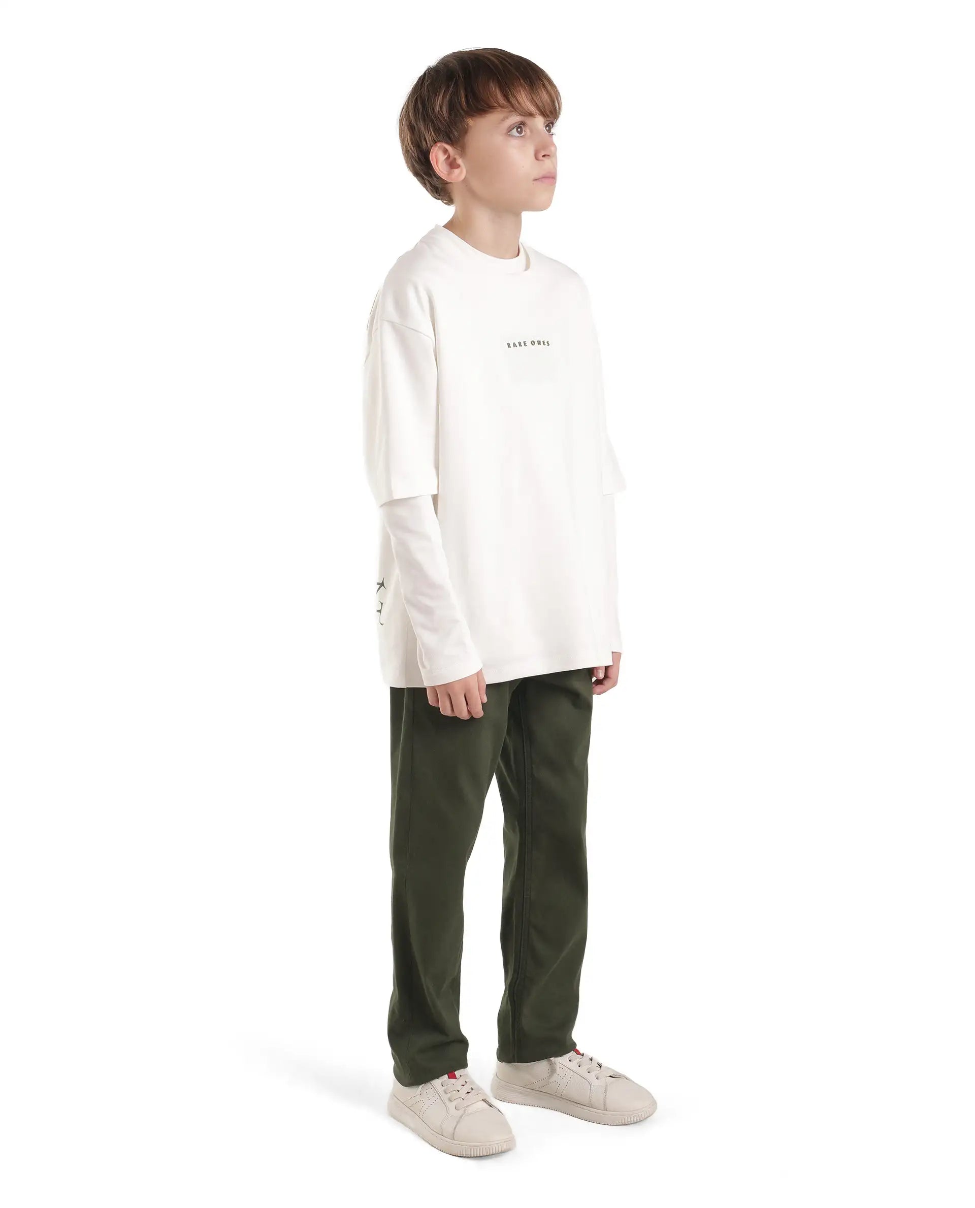 Boys Dark Olive Slim-Fit Cotton Blend Trousers