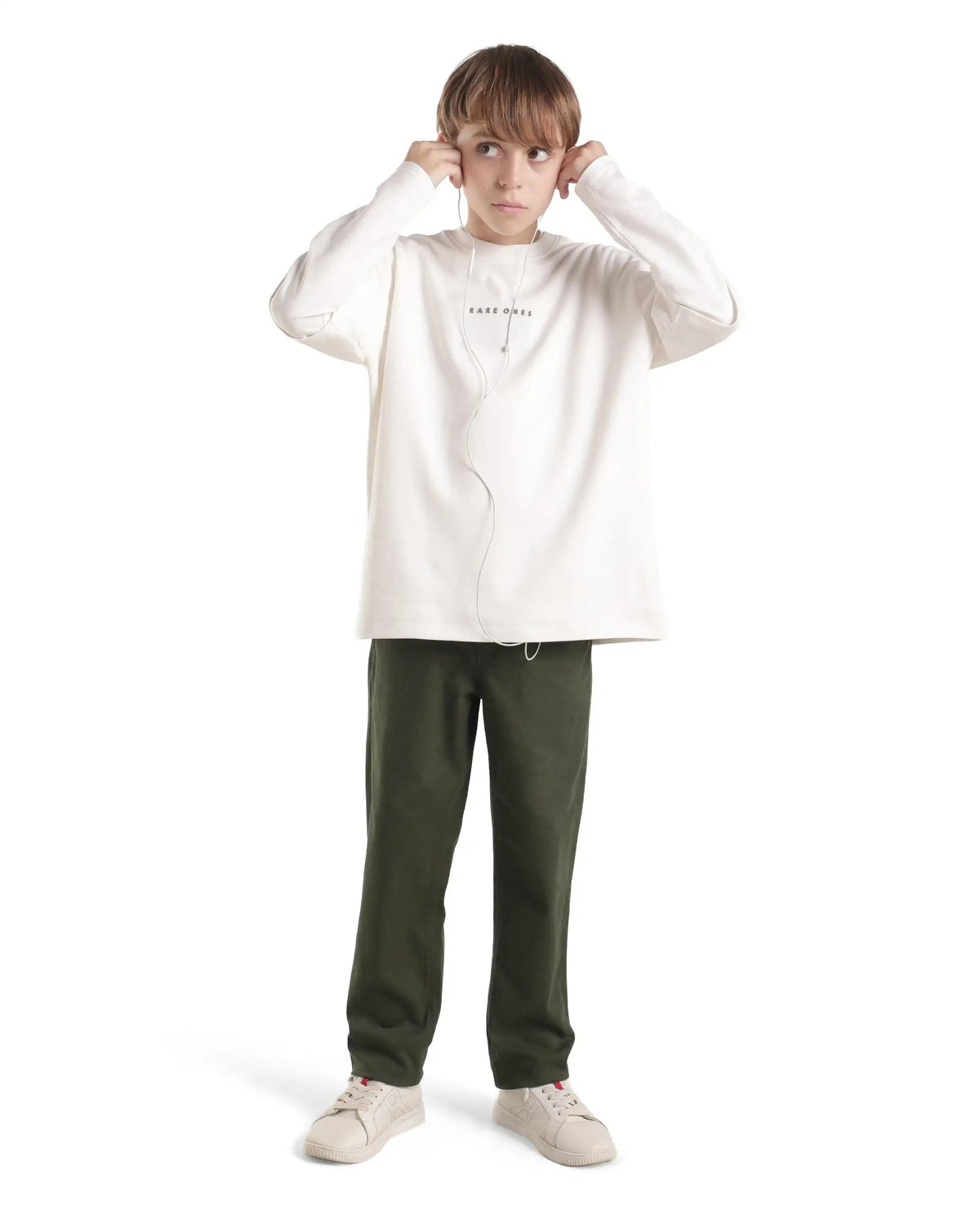 Rare Ones Boys Spoke Slim Fit Cotton Blend Trouser - Olive