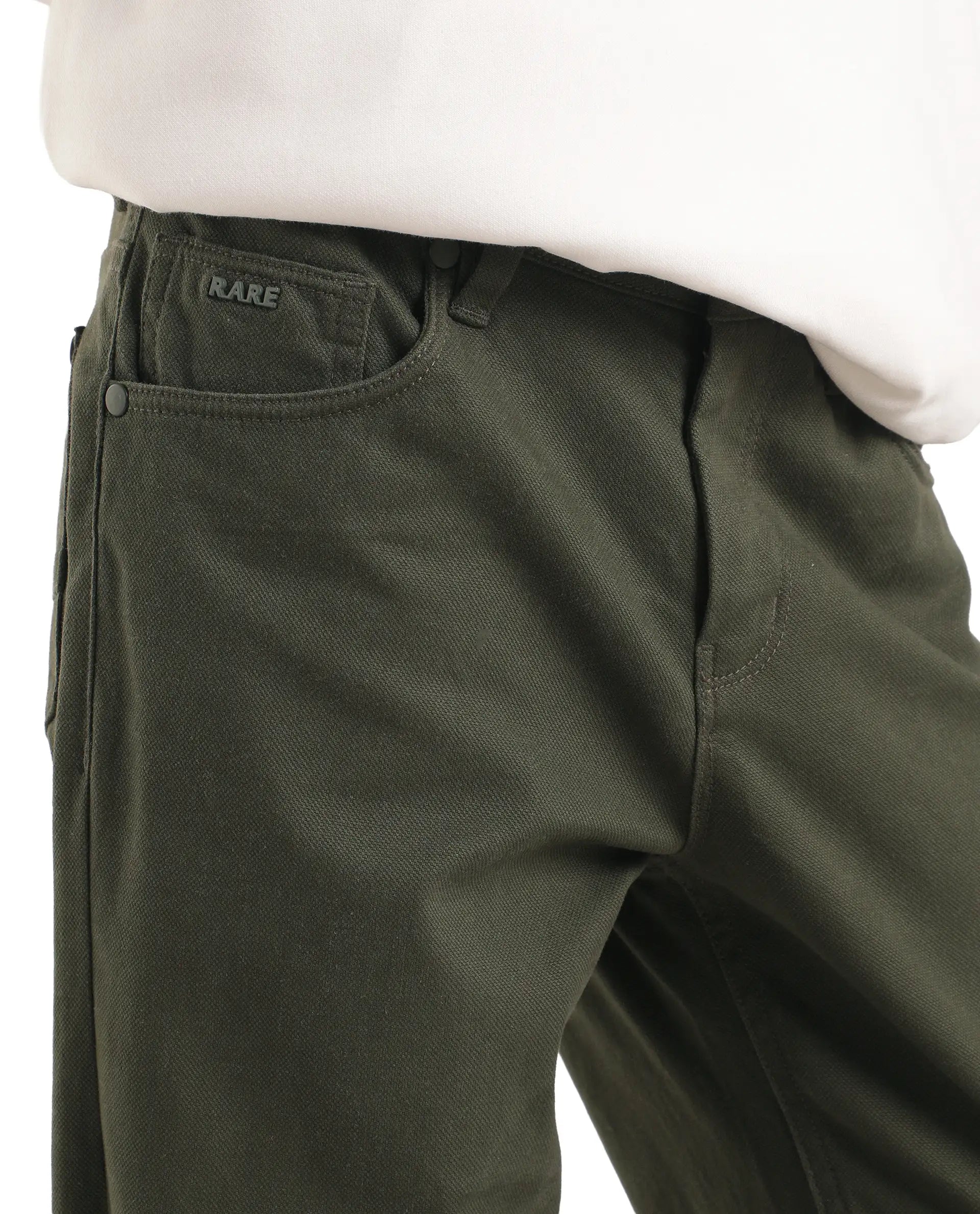 Boys Dark Olive Slim-Fit Cotton Blend Trousers