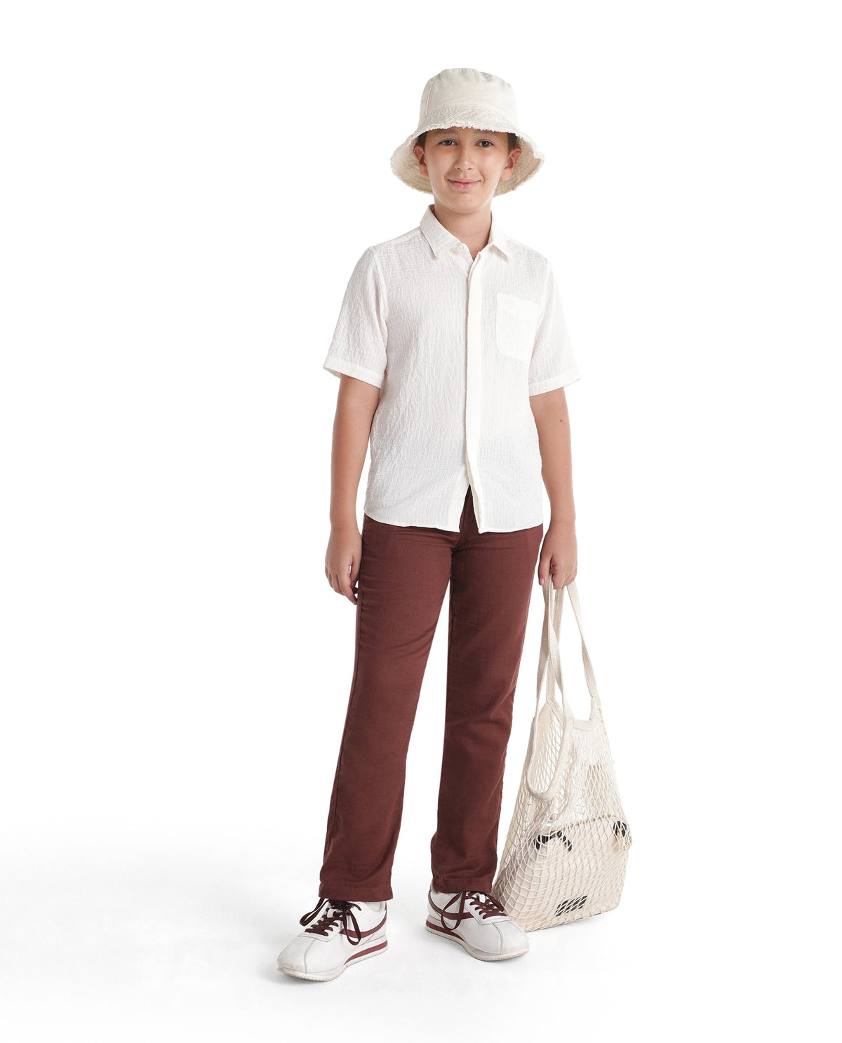 Boys Rust Regular-Fit Cotton Casual Trousers