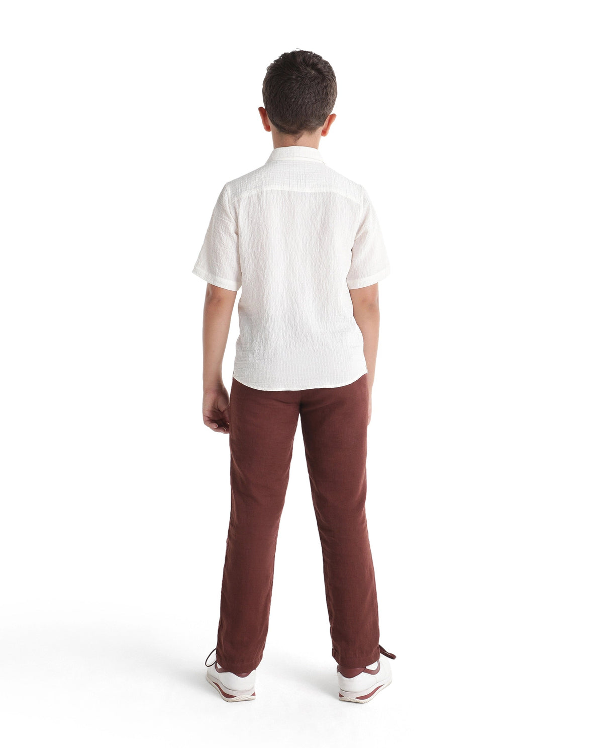 Boys Rust Regular-Fit Cotton Casual Trousers