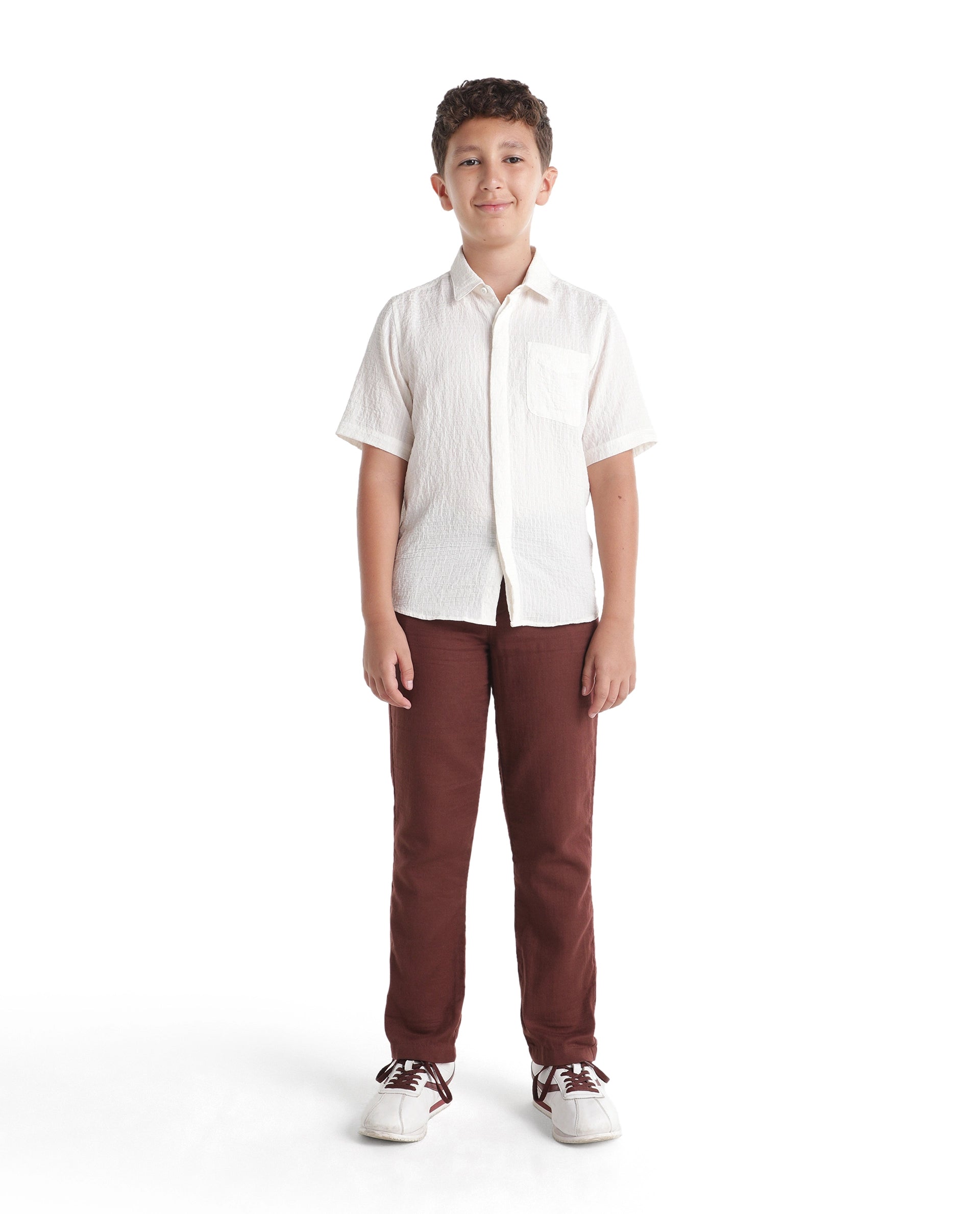 Boys Rust Regular-Fit Cotton Casual Trousers