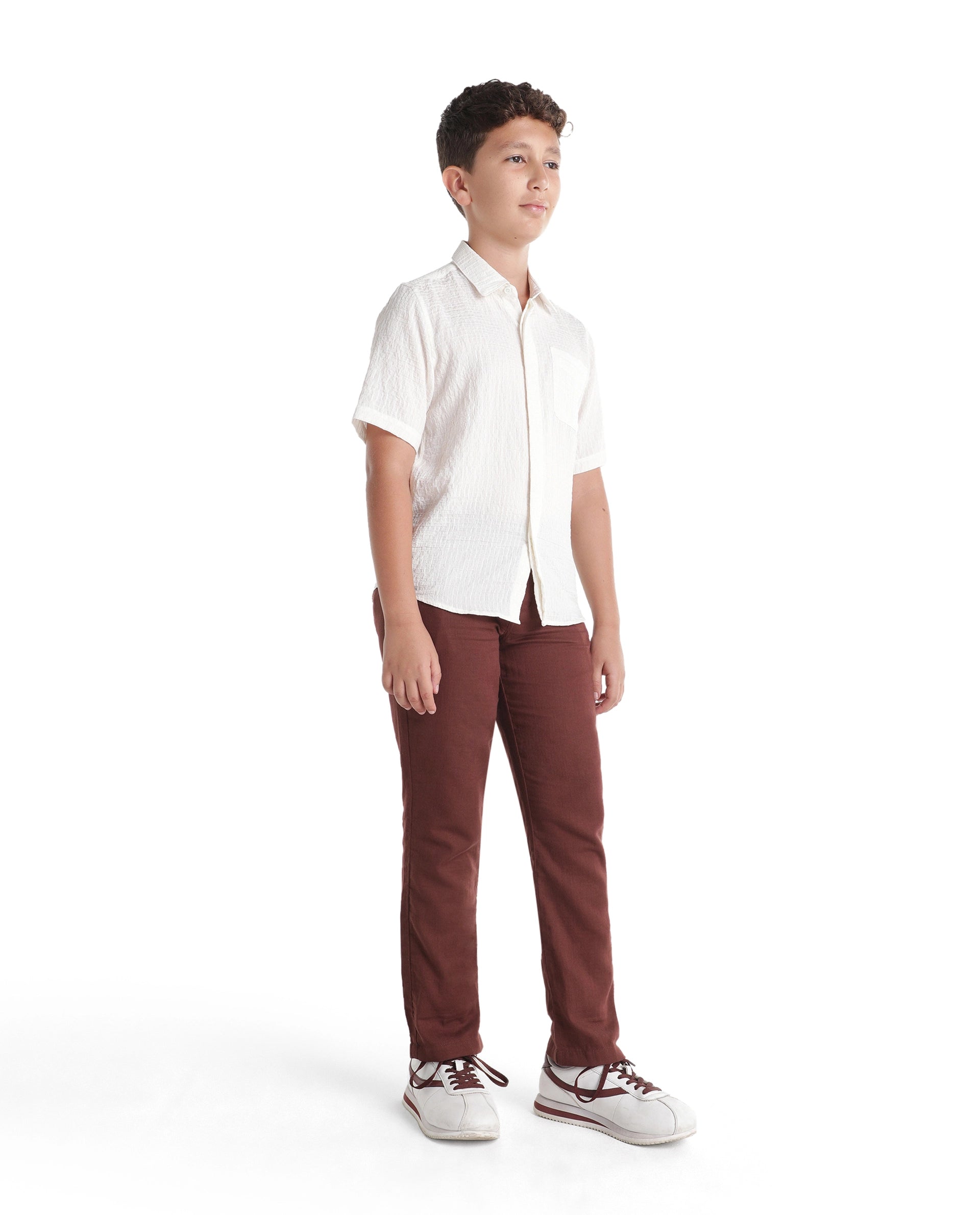 Boys Rust Regular-Fit Cotton Casual Trousers