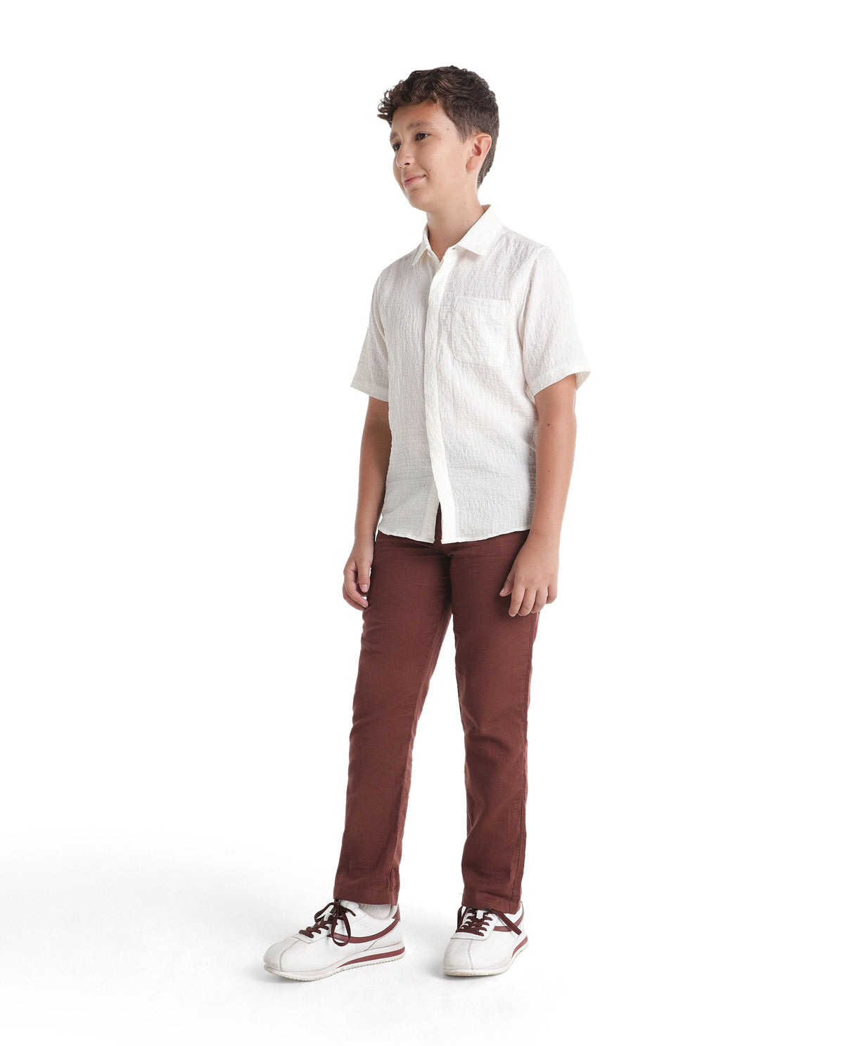 Boys Rust Regular-Fit Cotton Casual Trousers