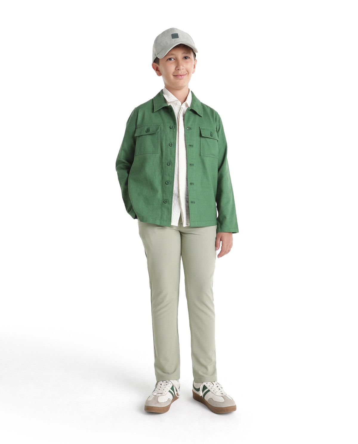 Boys Pastel Green Regular-Fit Polyester Blend Travel Trousers