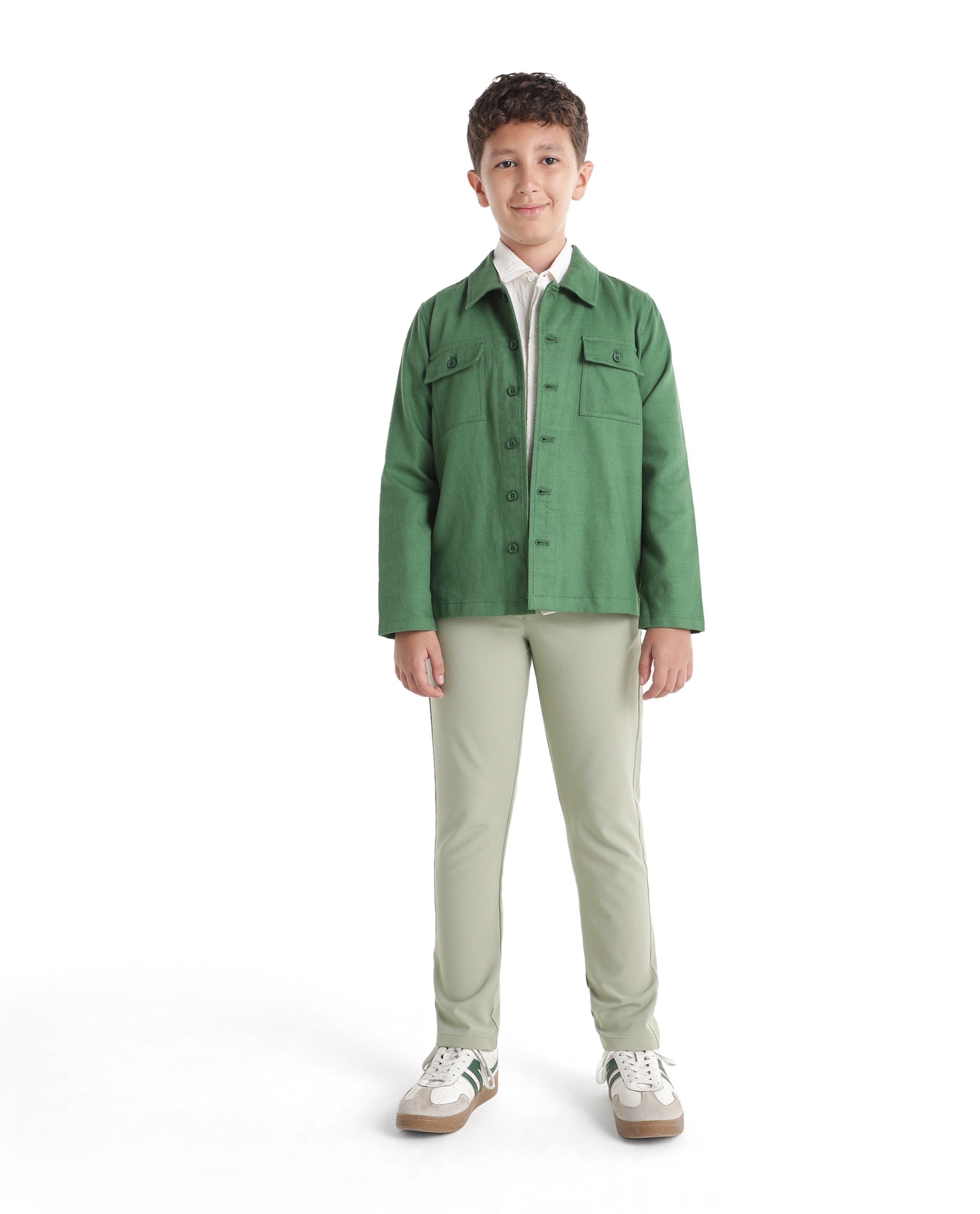 Boys Pastel Green Regular-Fit Polyester Blend Travel Trousers