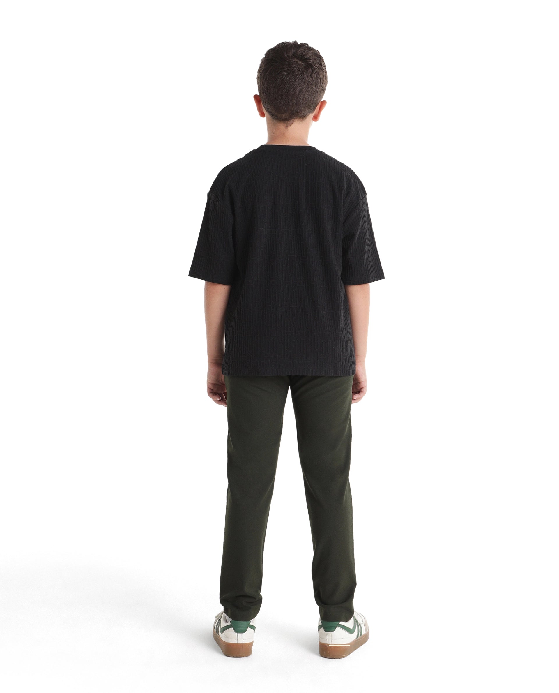 Boys Olive Slim-Fit Polyester Blend Trousers