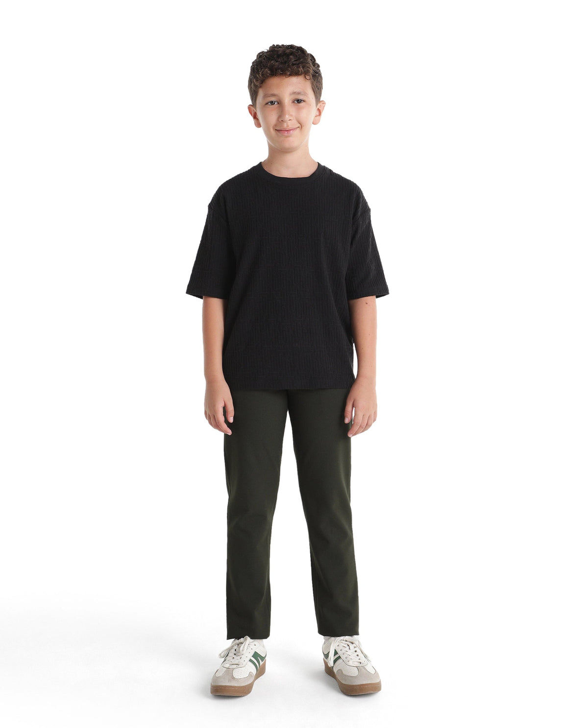 Boys Olive Slim-Fit Polyester Blend Trousers
