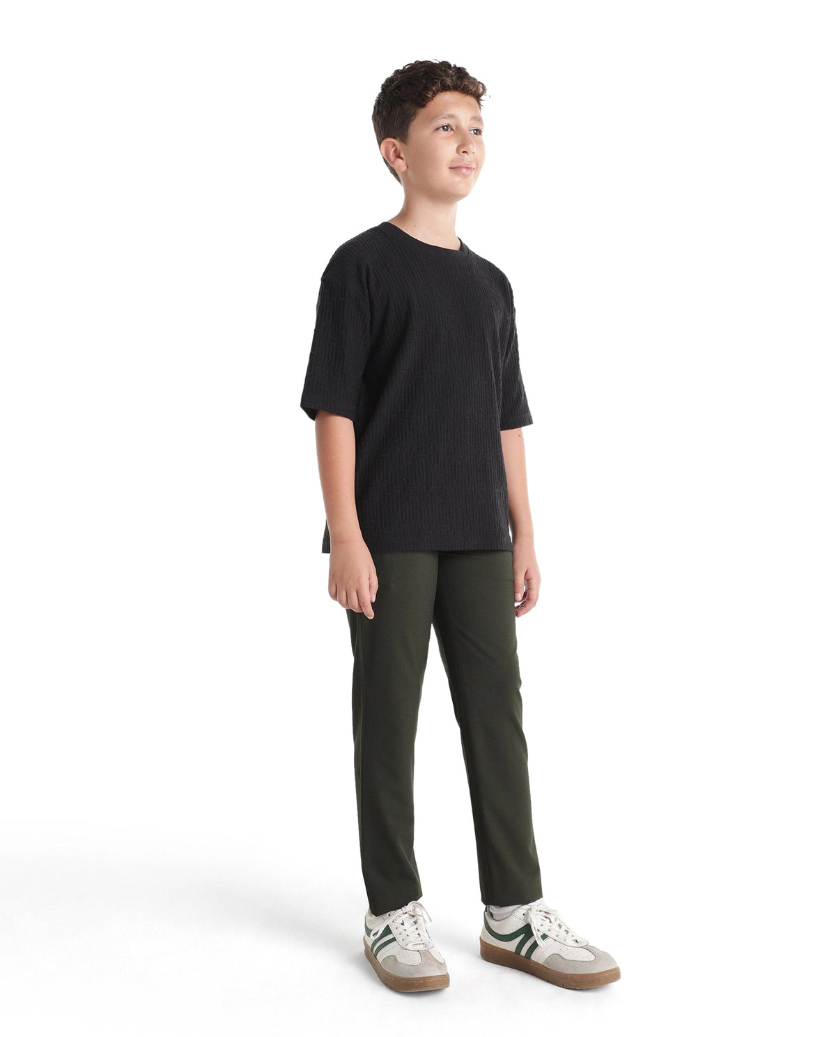 Boys Olive Slim-Fit Polyester Blend Trousers