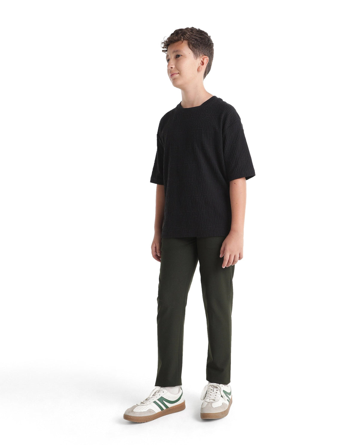 Boys Olive Slim-Fit Polyester Blend Trousers