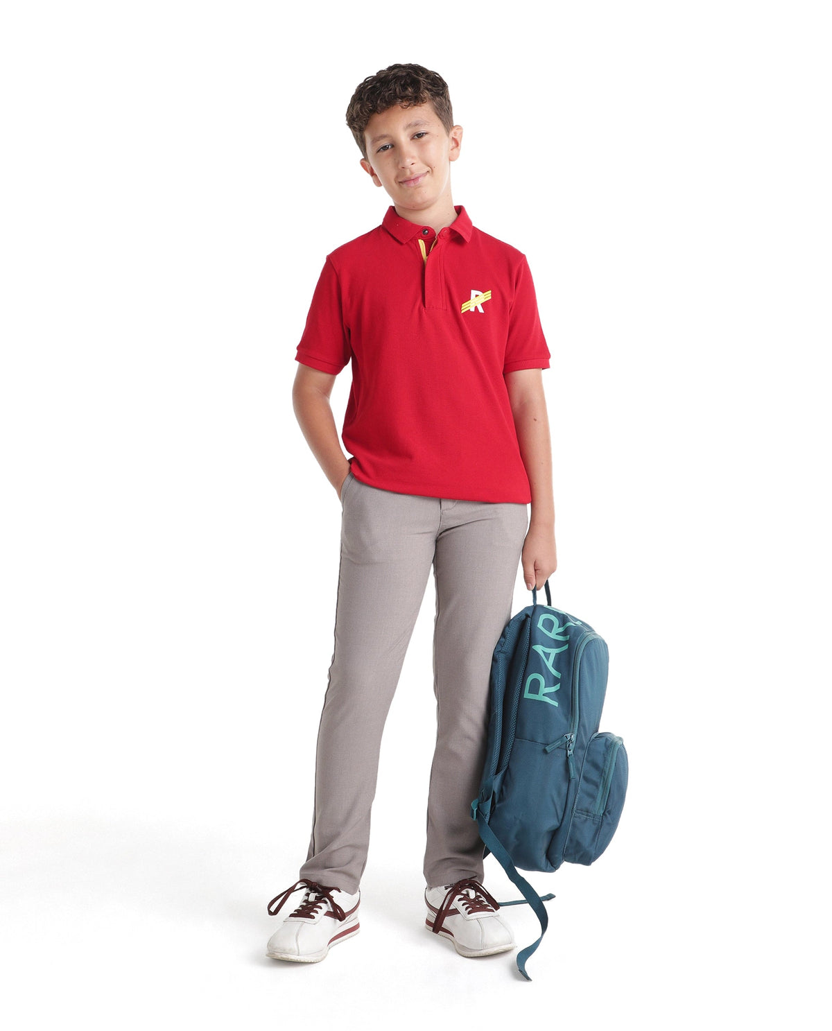 Boys Dusky Beige Regular-Fit Polyester Blend Travel Trousers
