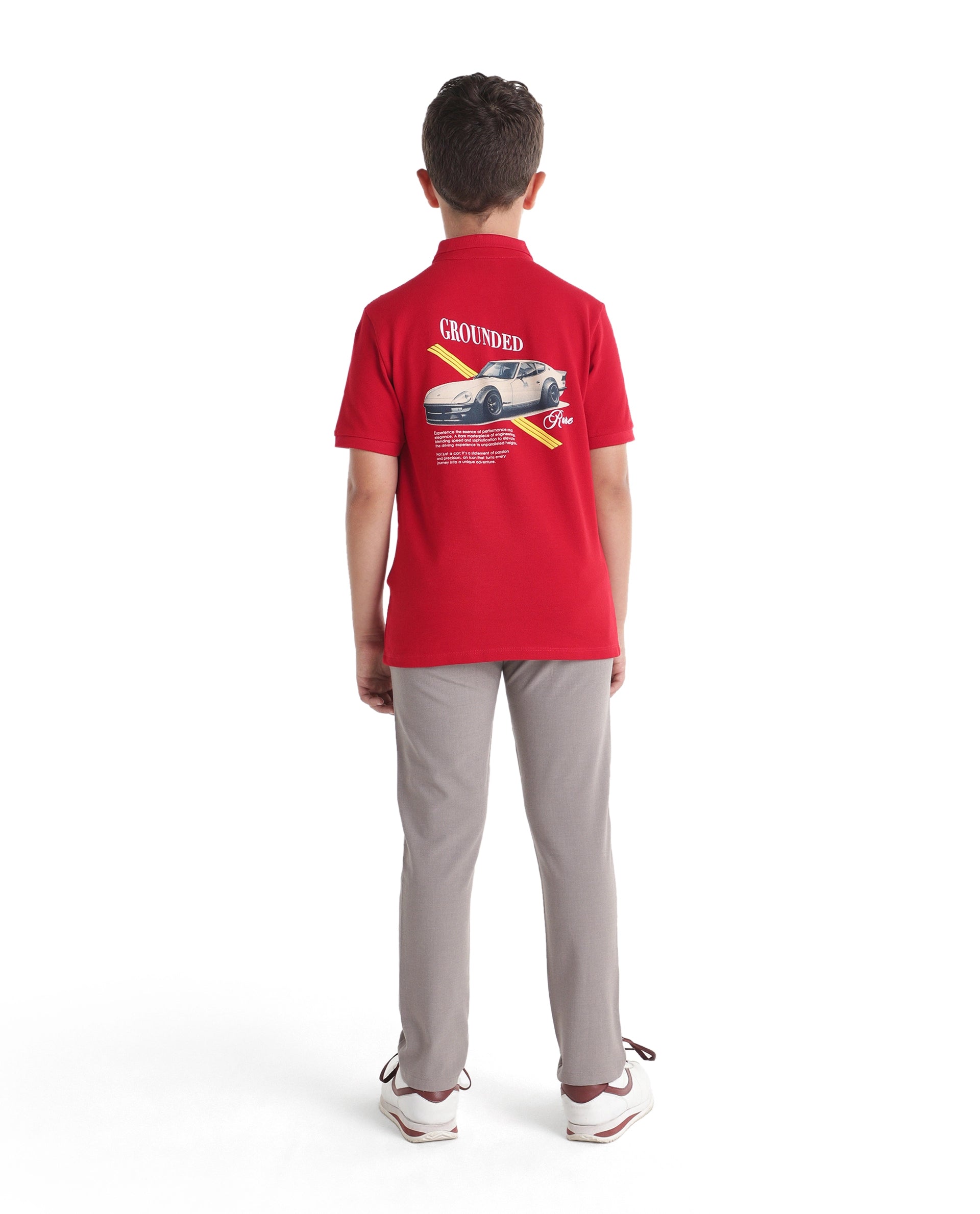Boys Dusky Beige Regular-Fit Polyester Blend Travel Trousers