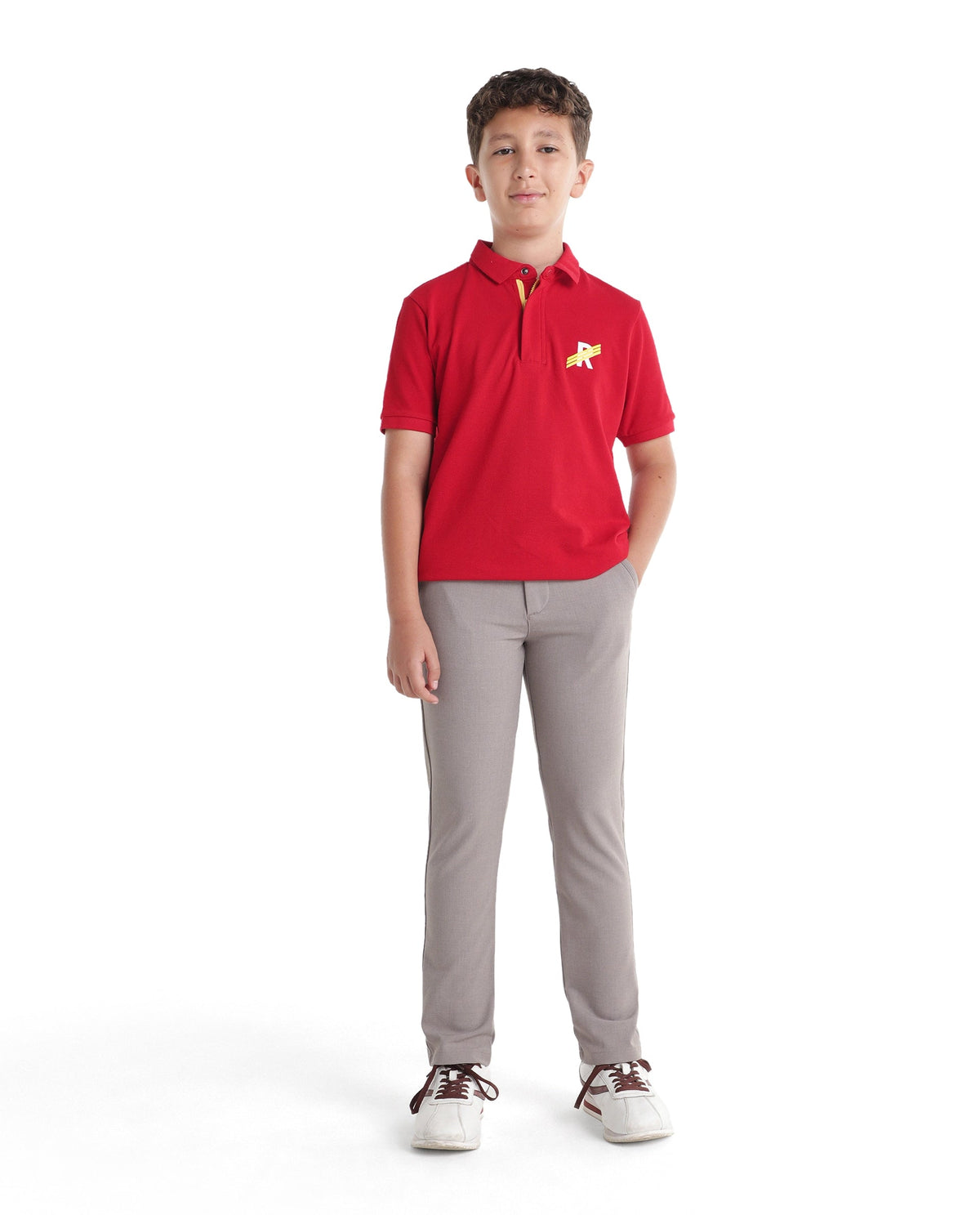 Boys Dusky Beige Regular-Fit Polyester Blend Travel Trousers