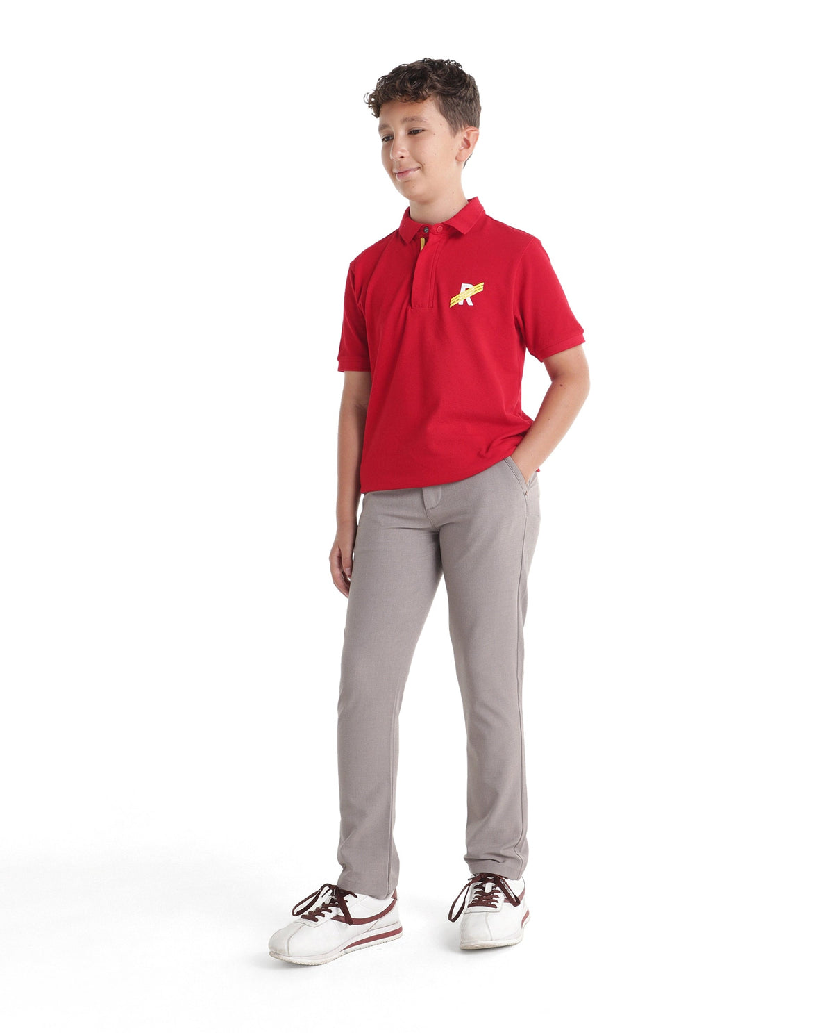 Boys Dusky Beige Regular-Fit Polyester Blend Travel Trousers