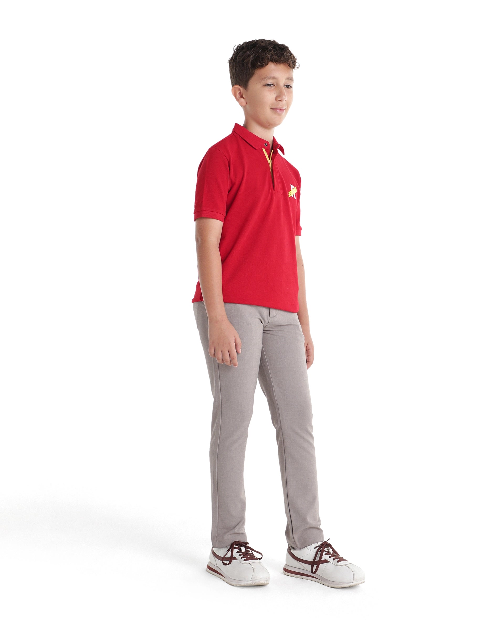 Boys Dusky Beige Regular-Fit Polyester Blend Travel Trousers