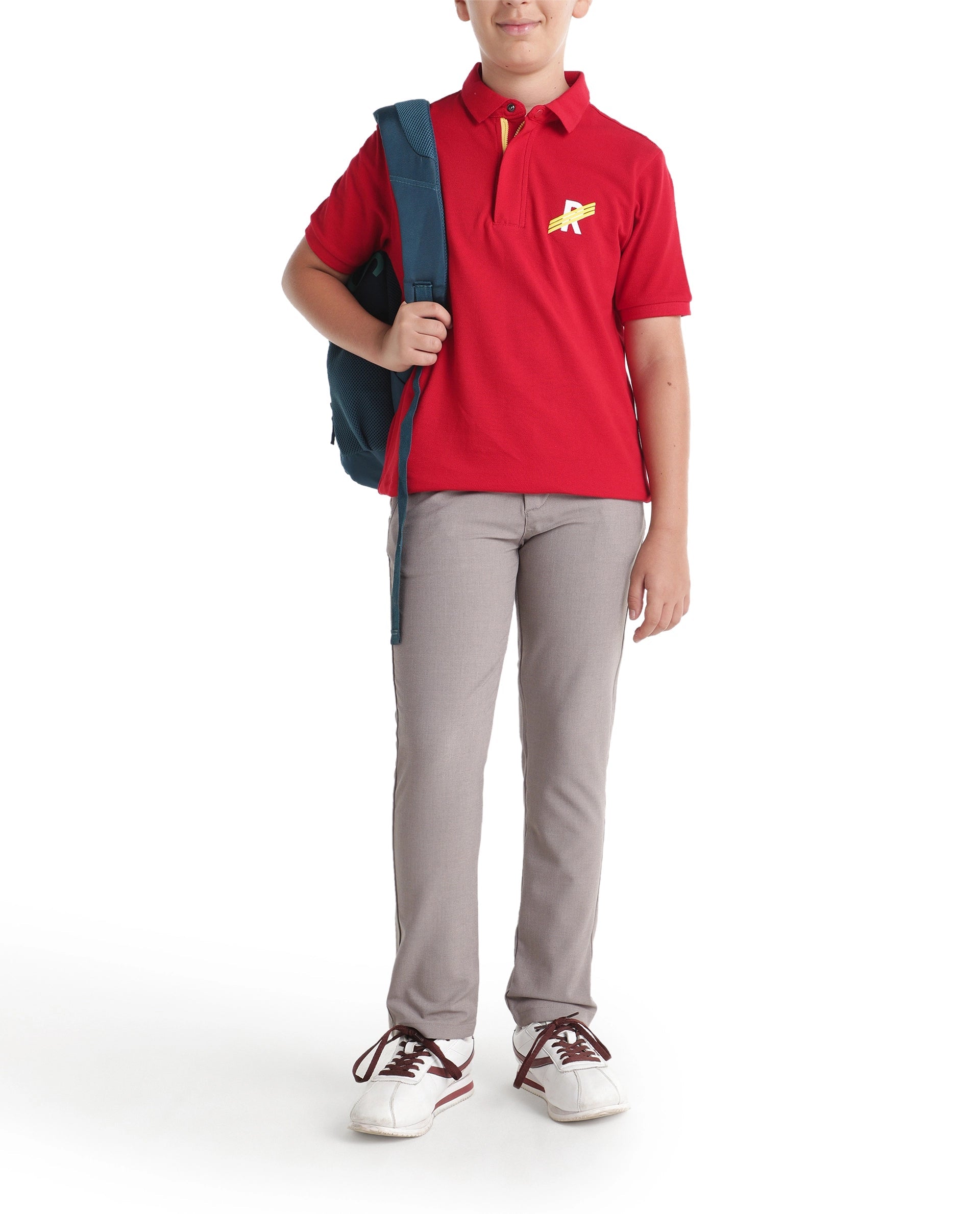 Boys Dusky Beige Regular-Fit Polyester Blend Travel Trousers