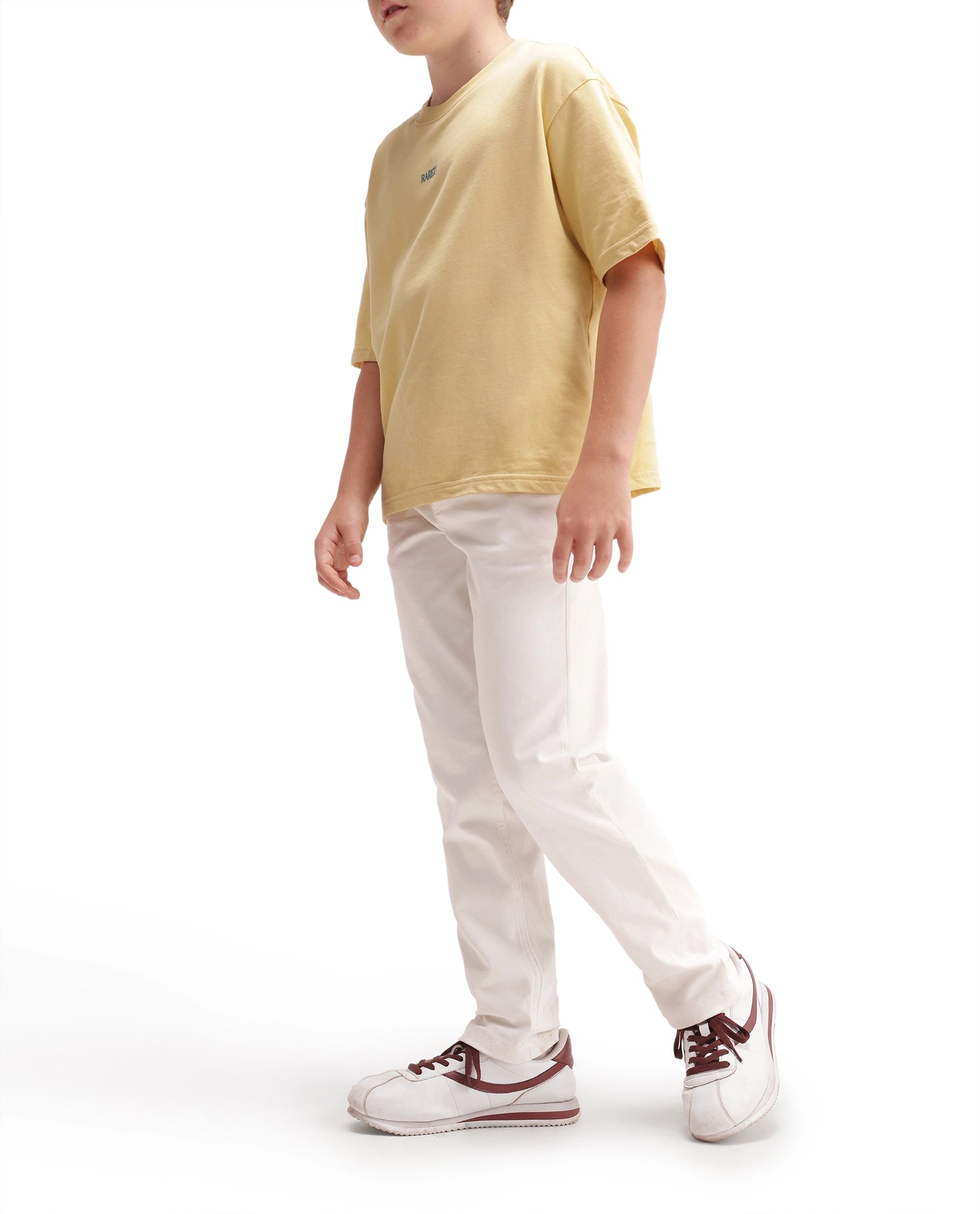 Boys White Slim-Fit Cotton Blend Trousers