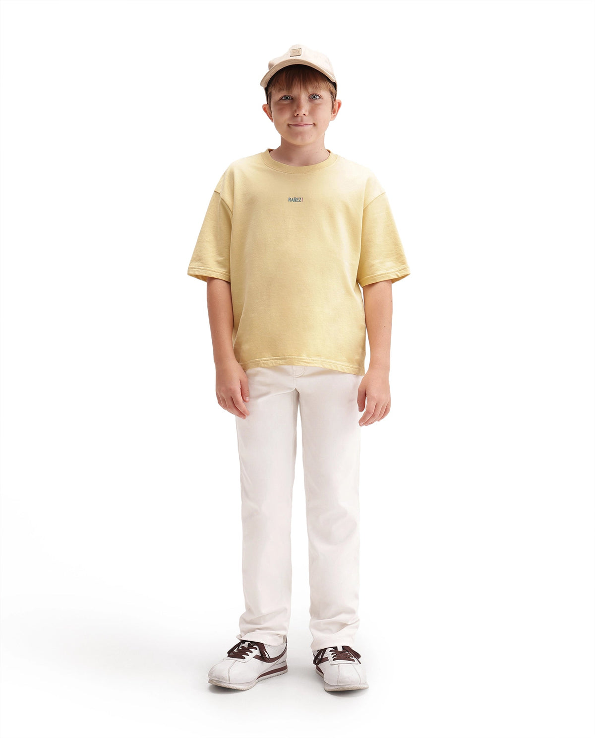 Boys White Slim-Fit Cotton Blend Trousers