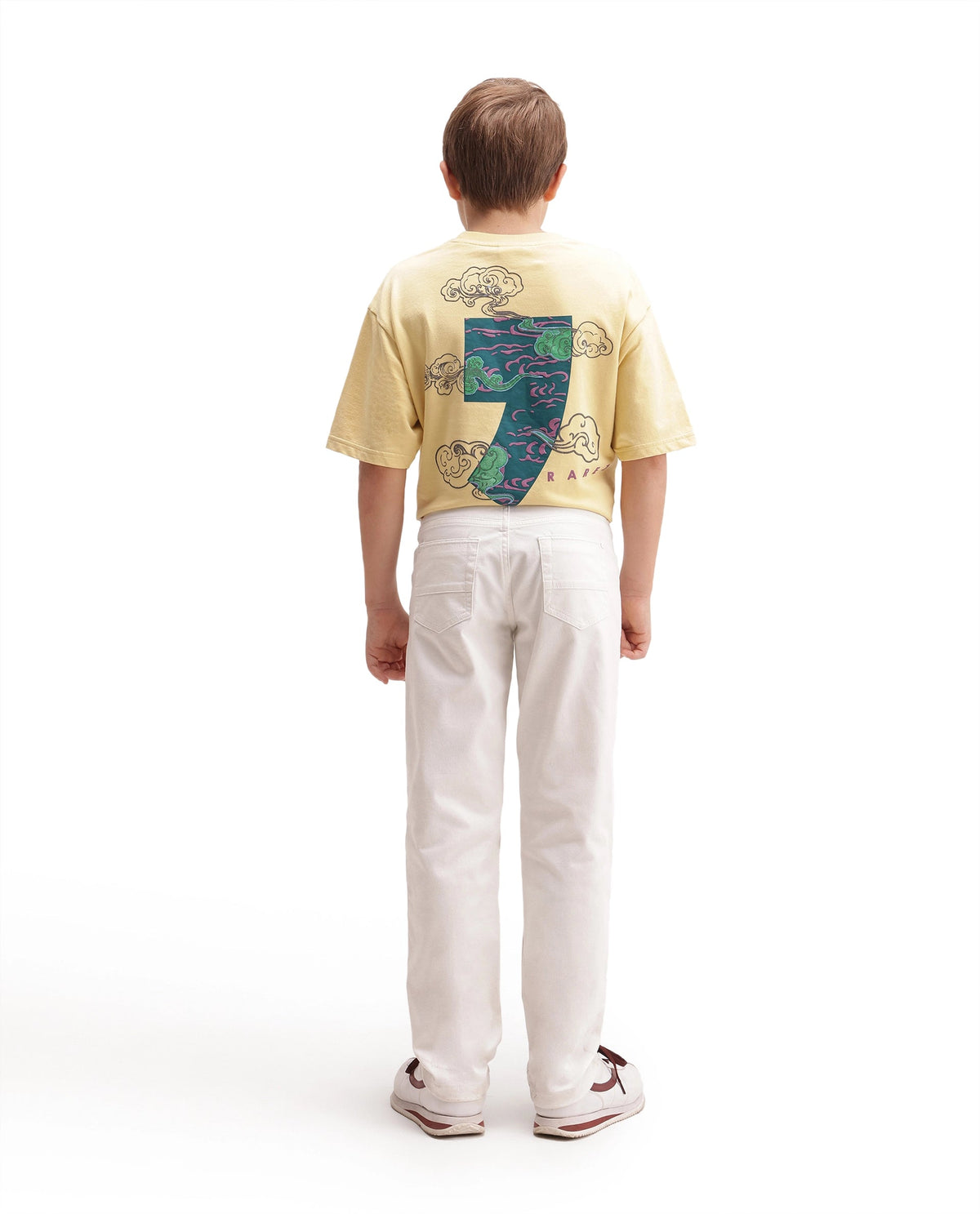Boys White Slim-Fit Cotton Blend Trousers