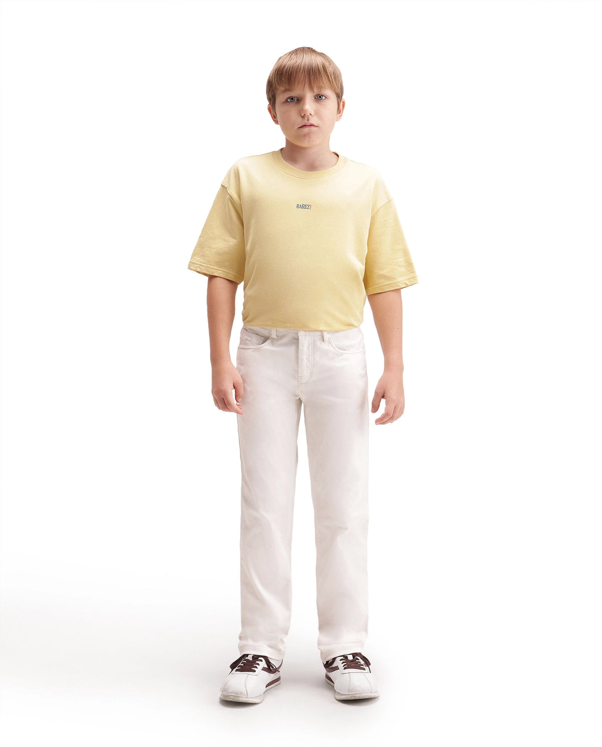 Boys White Slim-Fit Cotton Blend Trousers