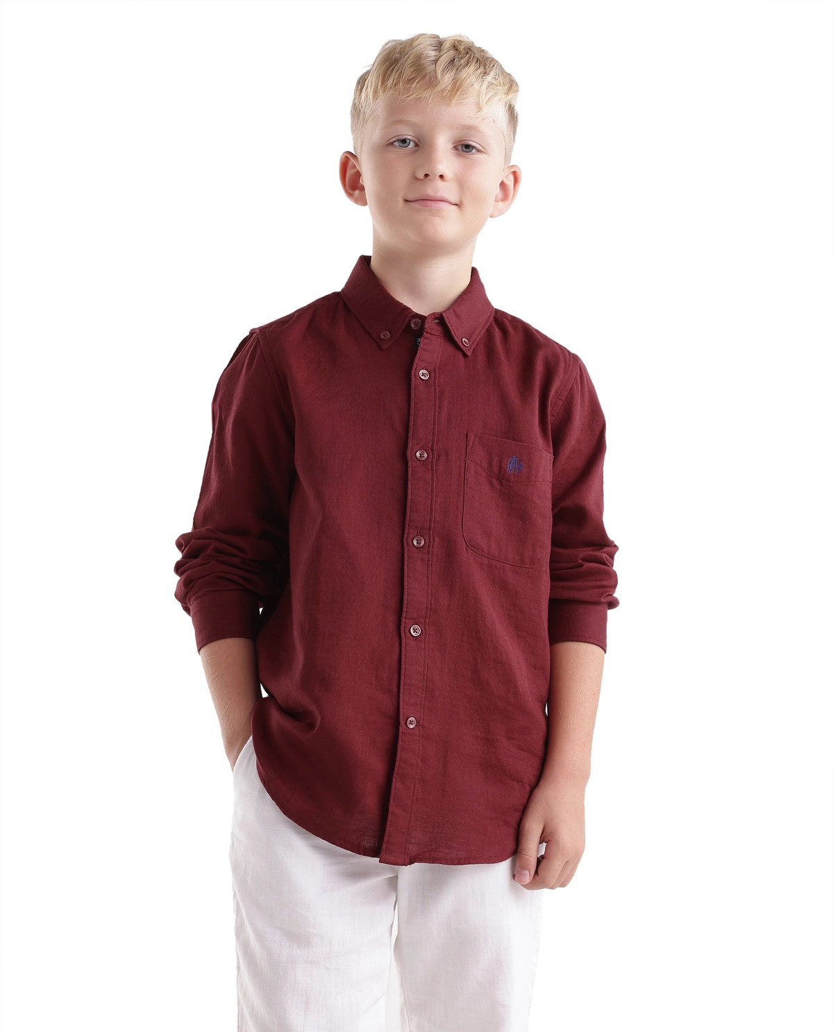 Rare Ones Boys Layerr Regular Fit Cotton Shirt - Red