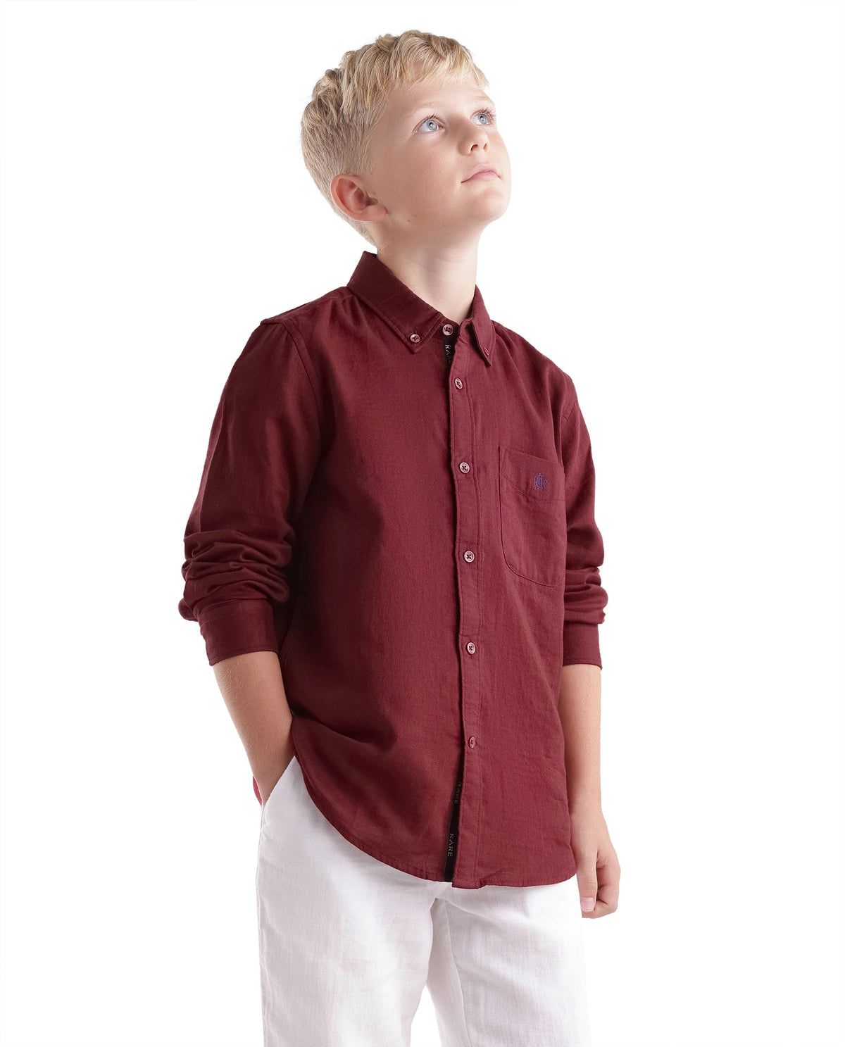 Rare Ones Boys Layerr Regular Fit Cotton Shirt - Red