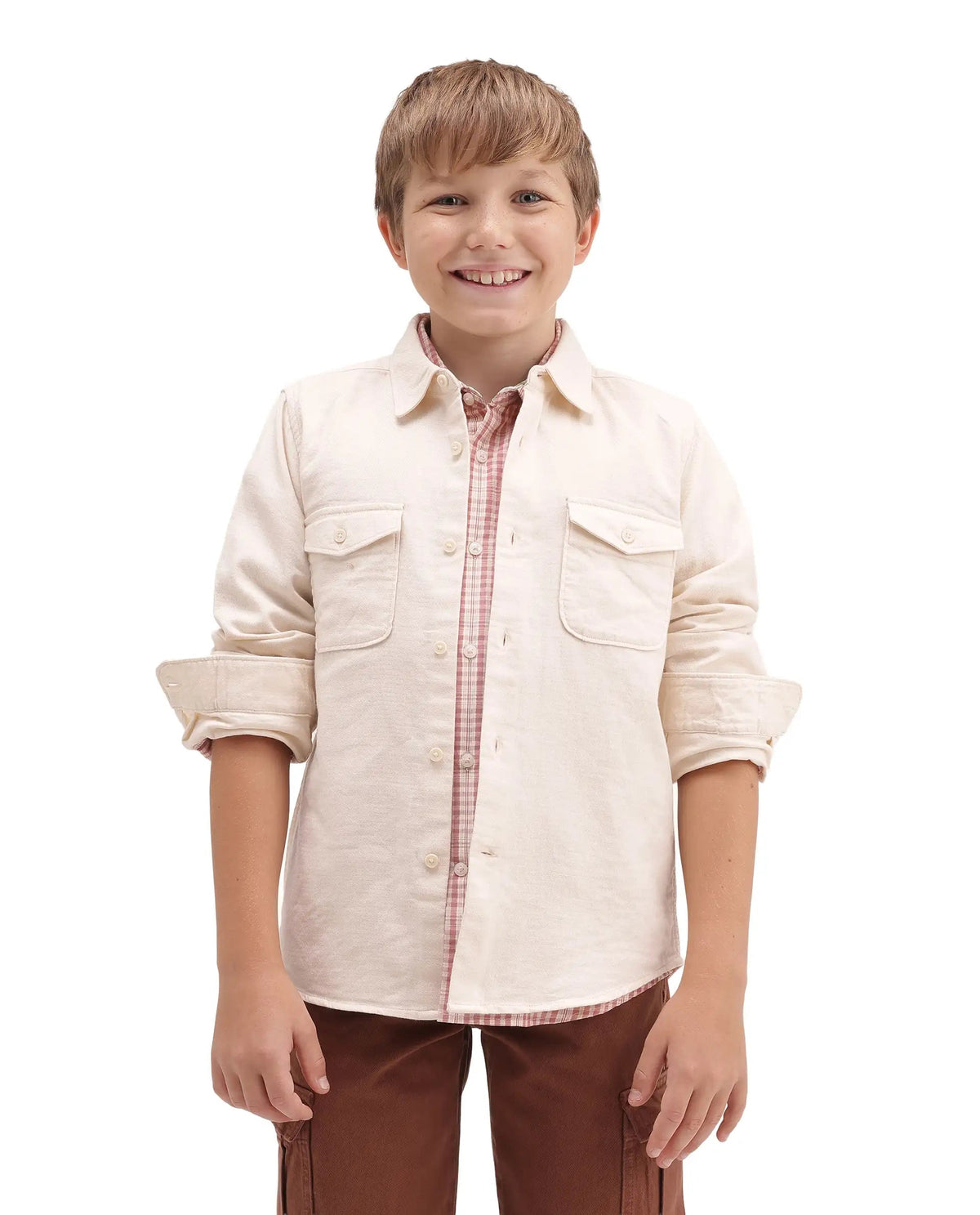 Rare Ones Boys Presso T Cotton Shirt - Light Beige