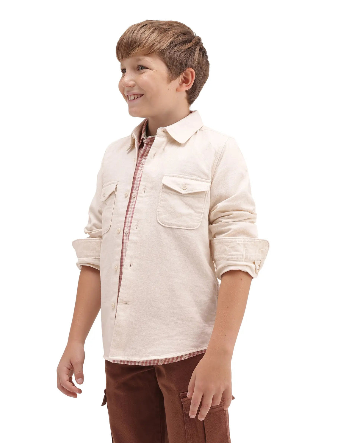 Rare Ones Boys Presso T Cotton Shirt - Light Beige