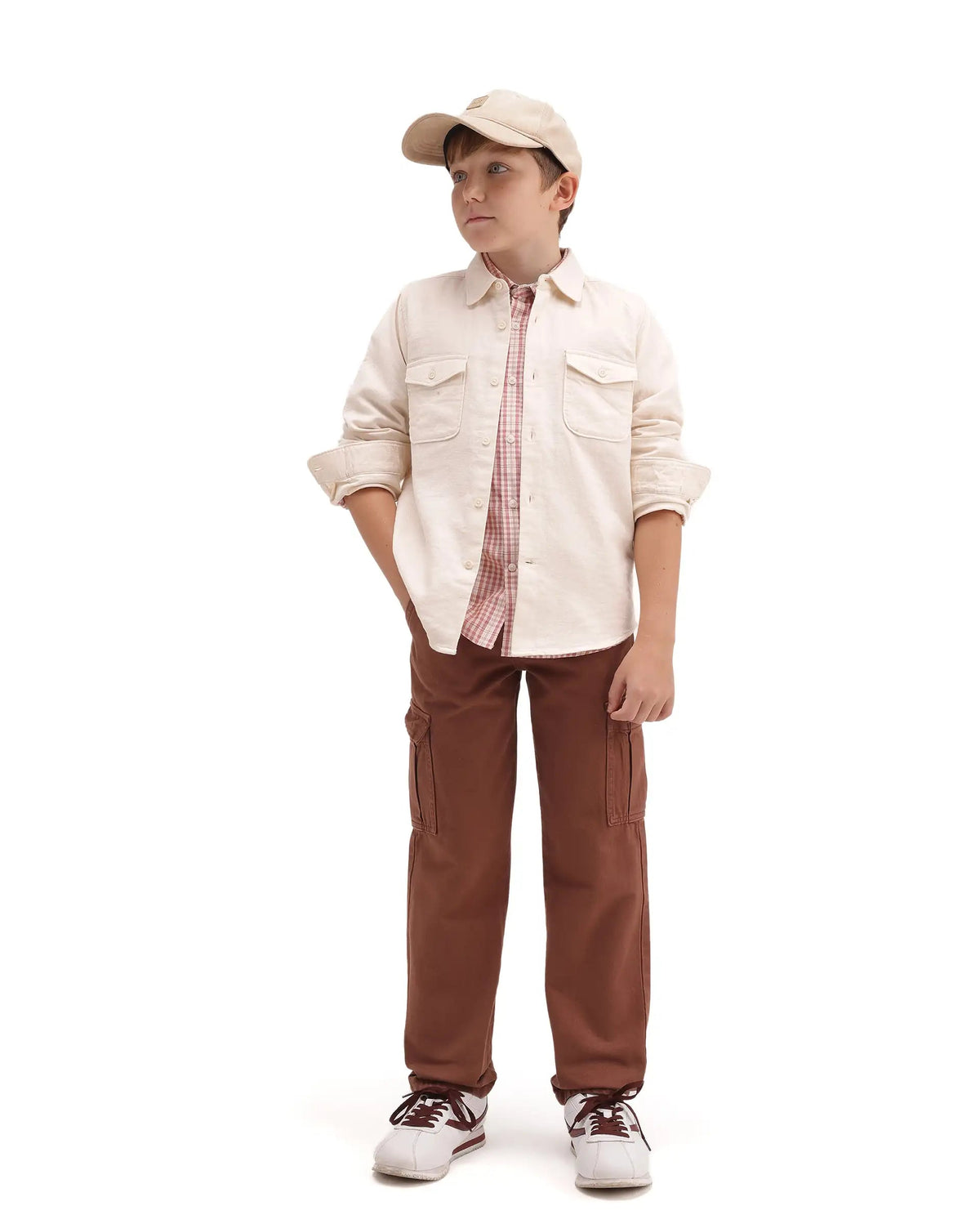 Rare Ones Boys Presso T Cotton Shirt - Light Beige