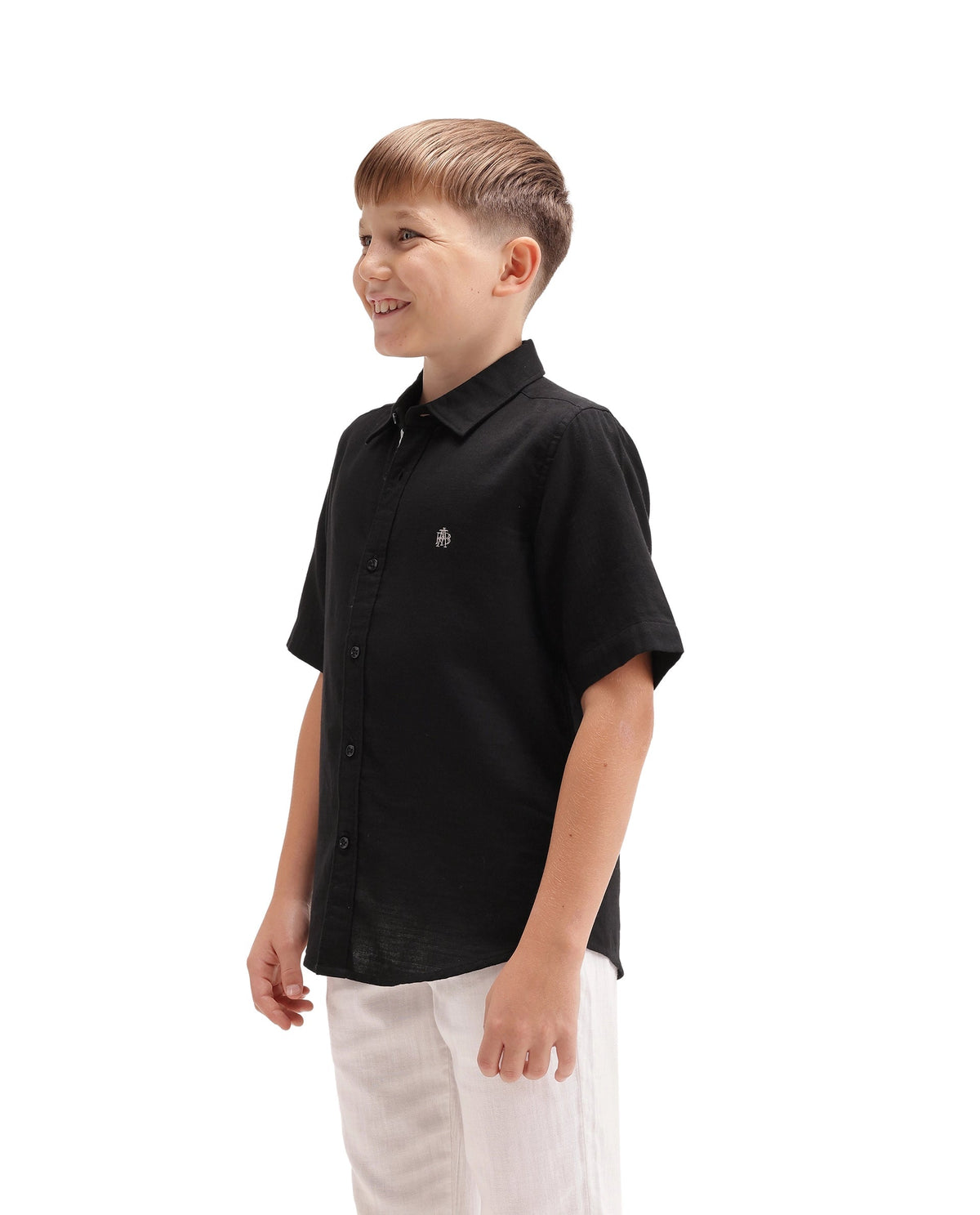 Rare Ones Boys Layerr Regular Fit Cotton Shirt - Black