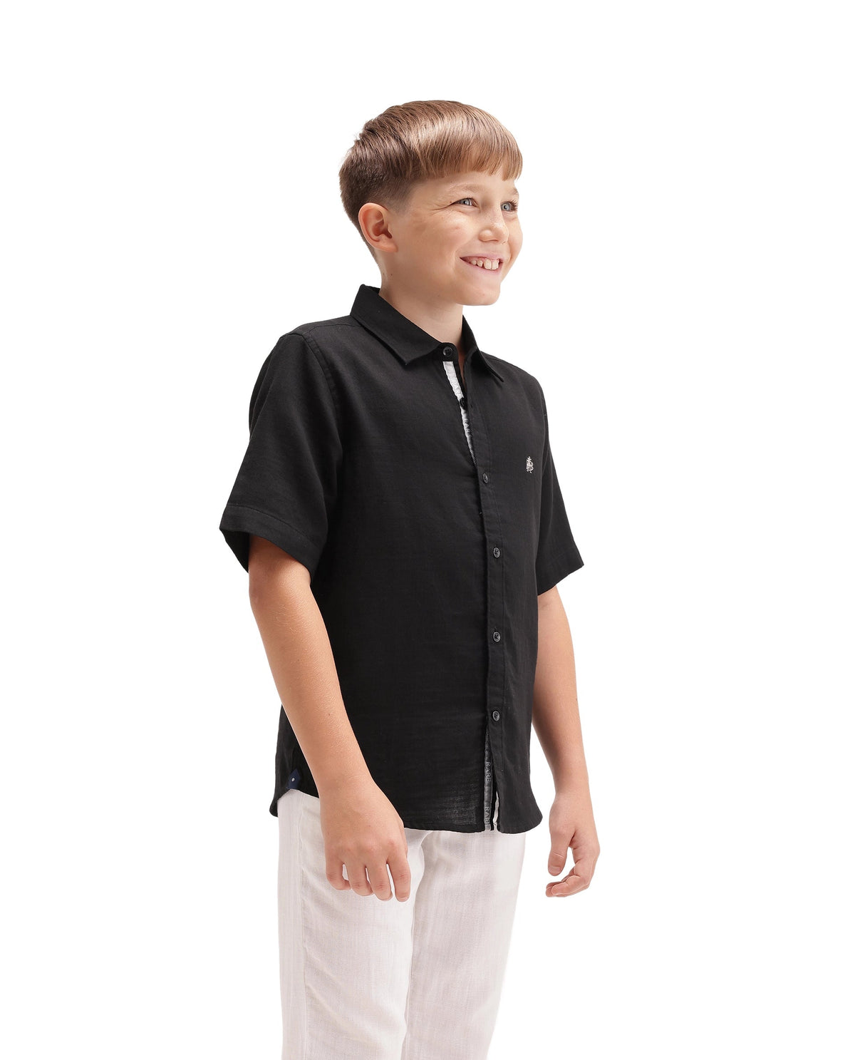 Rare Ones Boys Layerr Regular Fit Cotton Shirt - Black