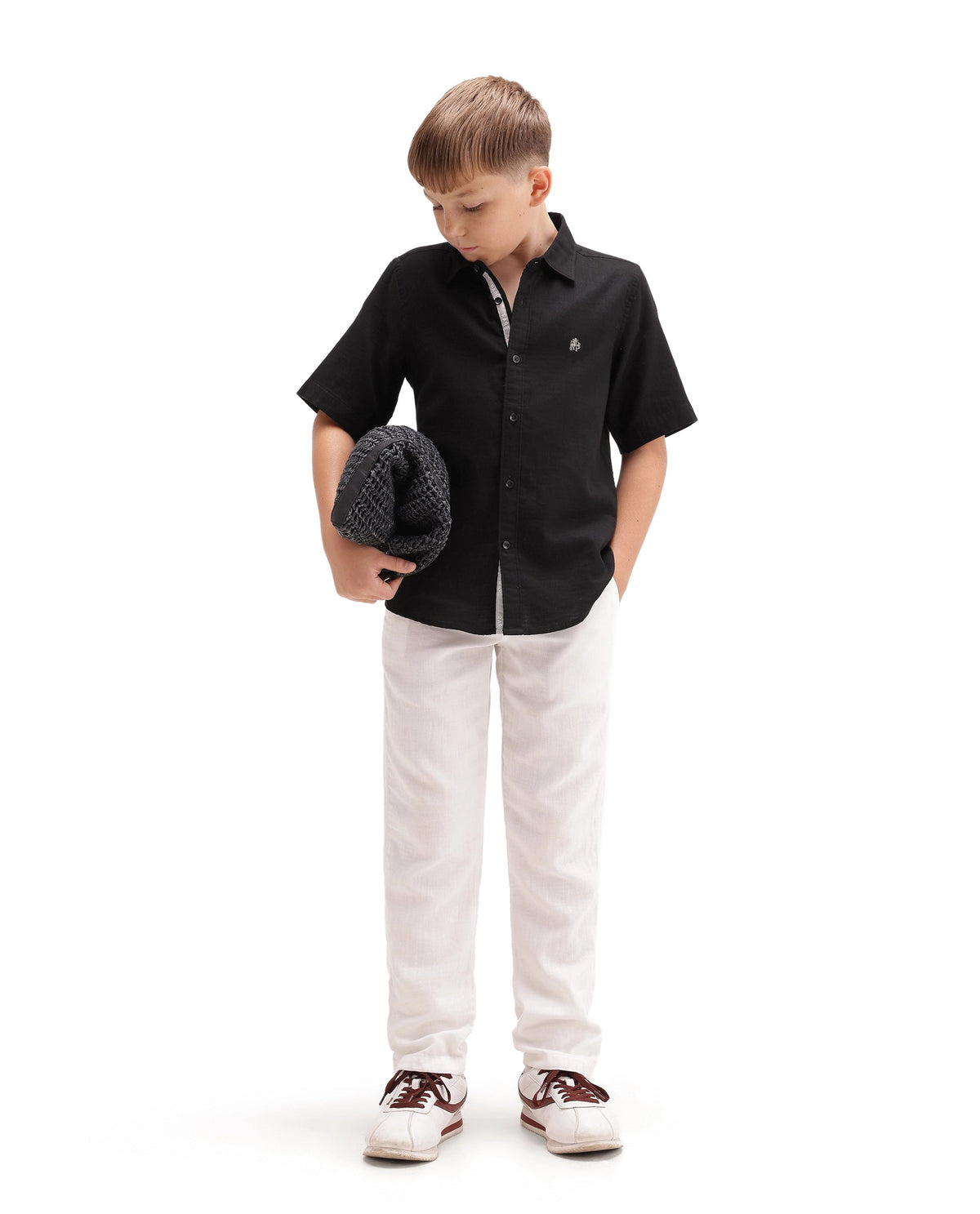 Rare Ones Boys Layerr Regular Fit Cotton Shirt - Black